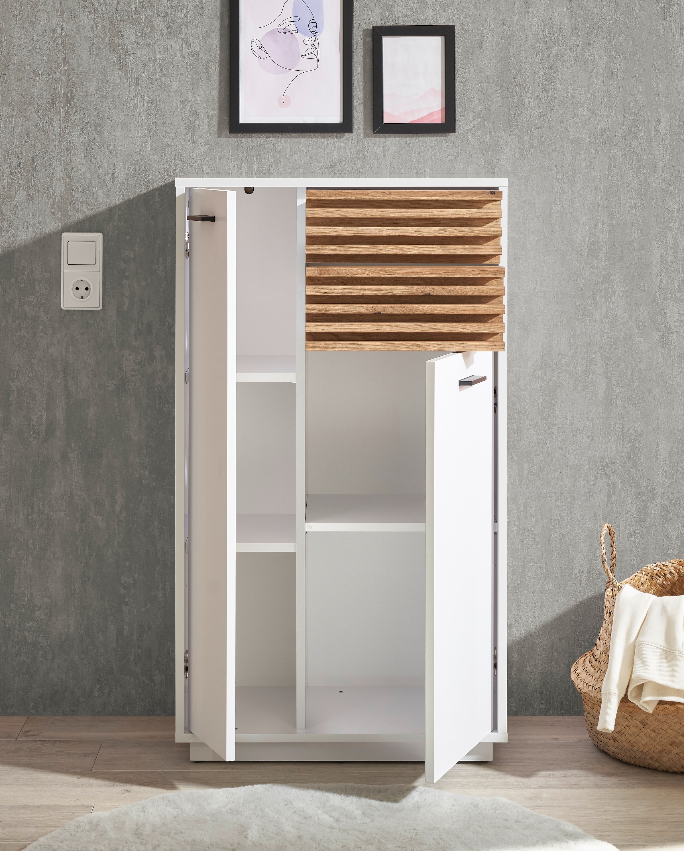 BASIC by Balculina Midischrank »Liguria B/H/T 60x106x35 cm« 1 Stk. tlg. Breite 60cm, Unterflurauszug, FSC-Mix 70%