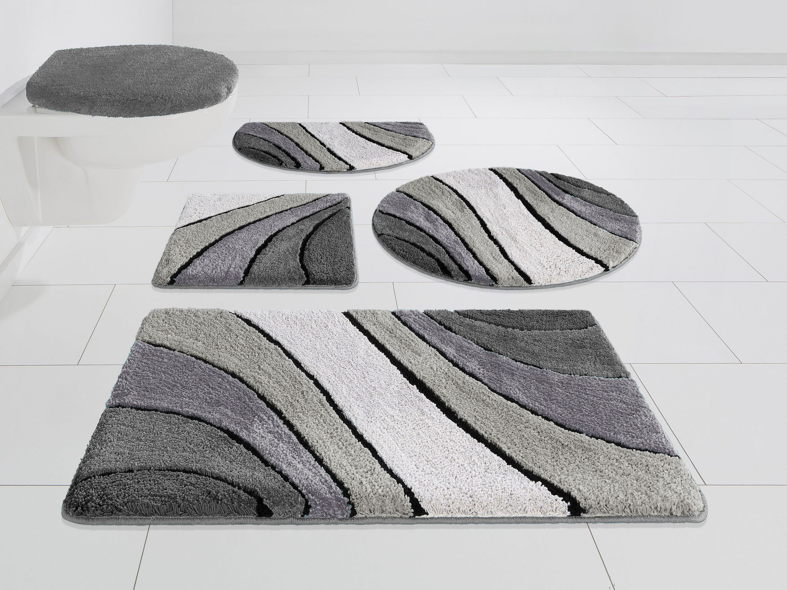 OTTO home 1100000002199 "Josie, Badvorleger, Badezimmer Teppich" Höhe 20 mm rutschhemmend beschichtet fußbodenheizungsgeeignet schnell trocknend strapazierfähig Badteppich, Badematten, rechteckig, rund & als 3-tlg. Set erhältlich