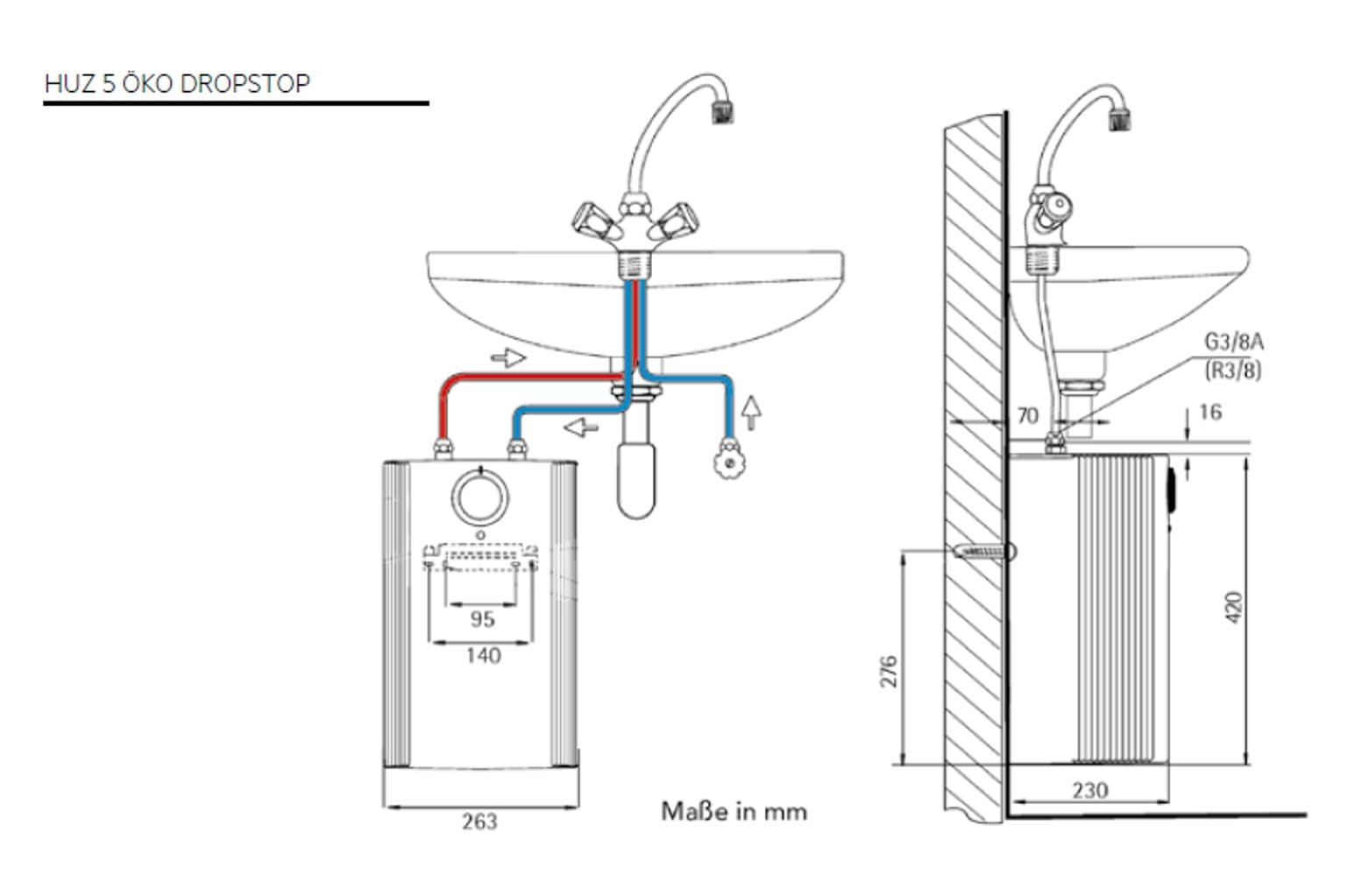 AEG Haustechnik Kleinspeicher »Huz 5 ÖKO DropStop, Untertischboiler 5 Liter«, Niederdruck, mit Thermostop, mit Stecker