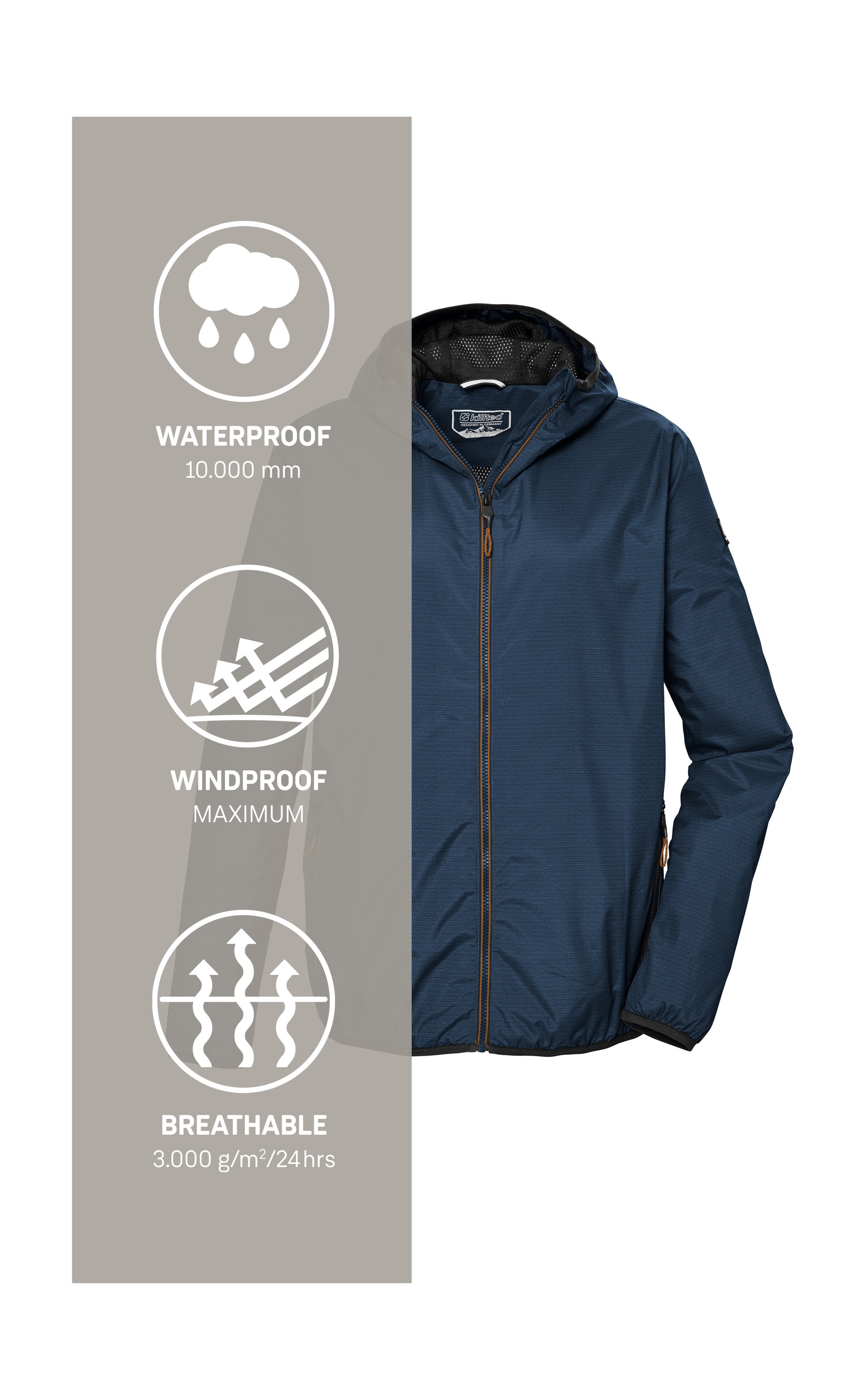 Killtec Outdoorjacke »KOS 112 MN JCKT«, Herren Funktionsjacke: leicht, wasser- und winddicht, atmungsaktiv