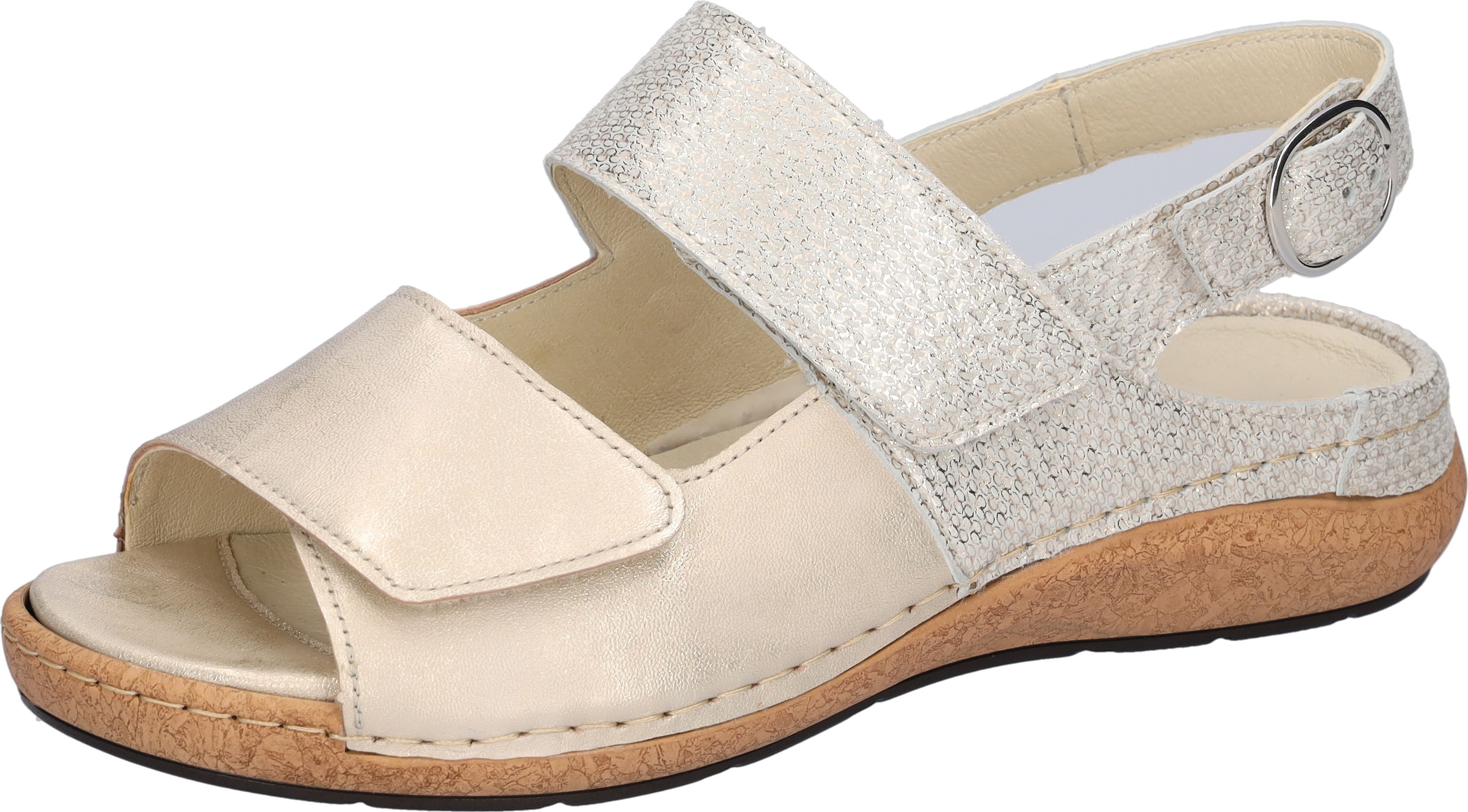 Waldläufer Sandale "K-HELIETT" Sommerschuh, Keilsandalette, Metallic-Look, günstig online kaufen