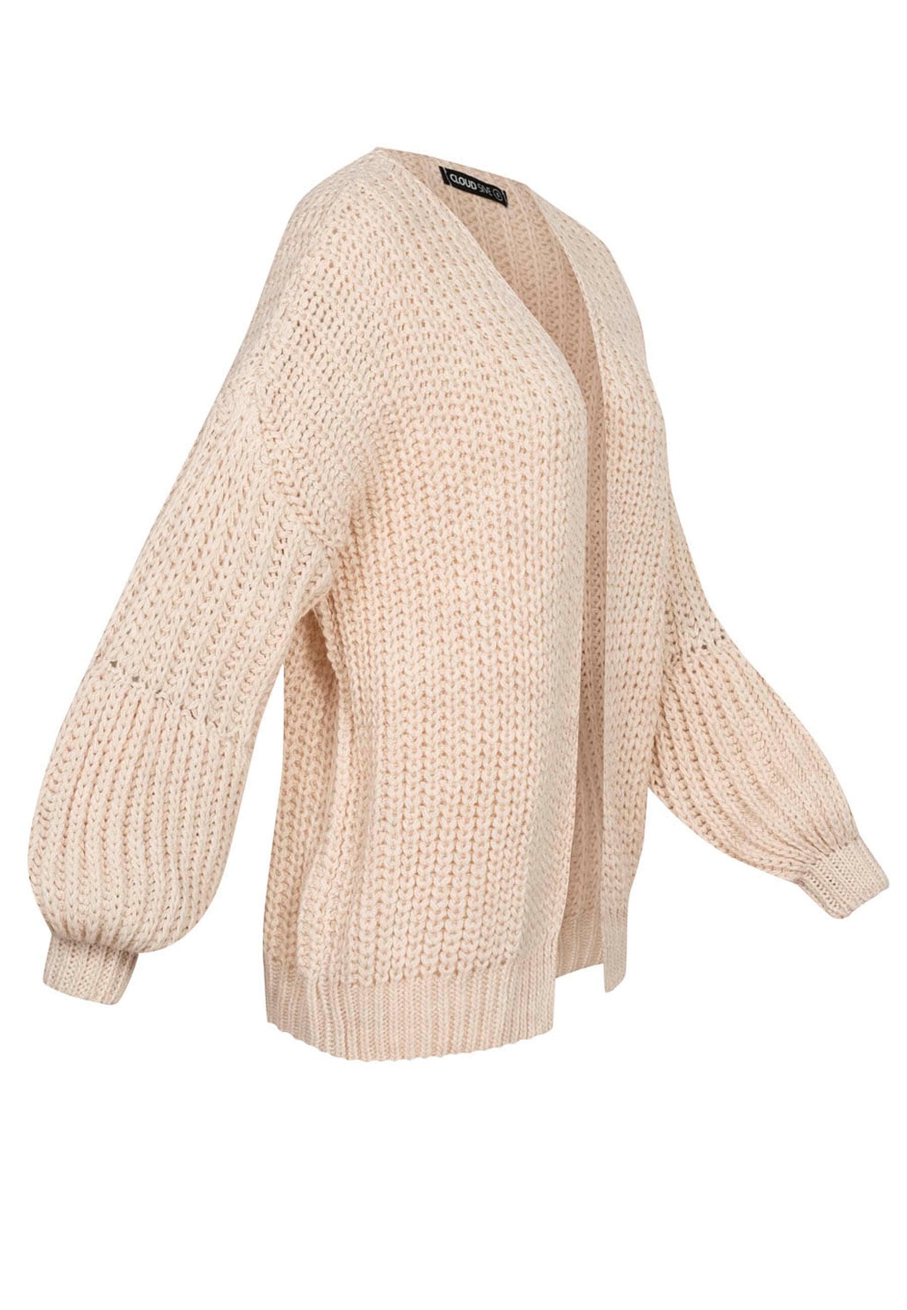 CLOUD 5IVE Strickjacke »Damen Cloud5ive (1 tlg.) bestellen für BAUR Cardigan mit Damen Pufferärmeln«, Grobstrick 