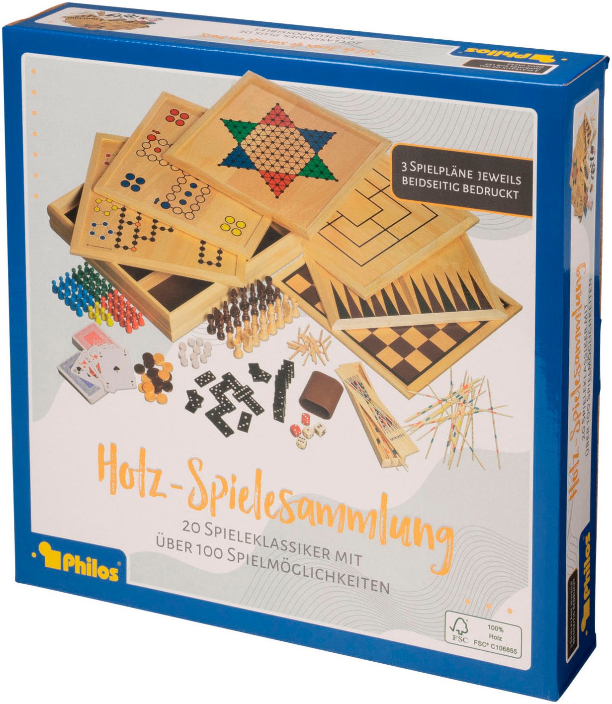 PHILOS Kinder Spiel "Spielesammlung Holz"bunt, Spiele, Made in Germany