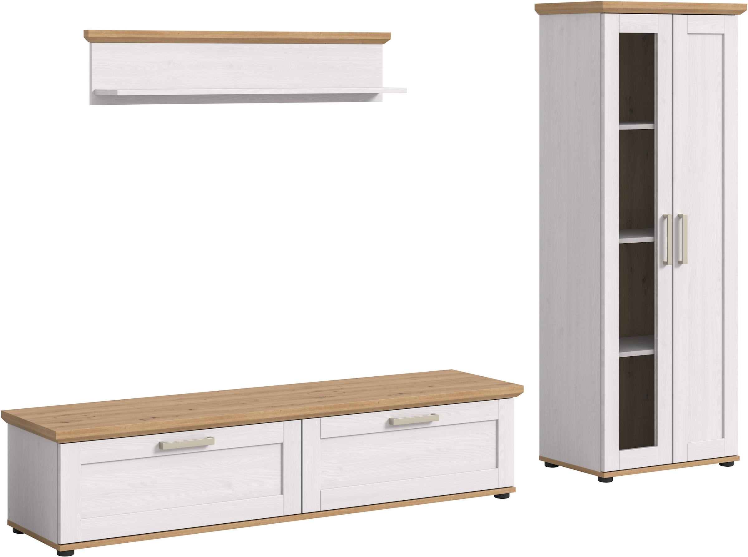 Home affaire Wohnwand "Cosenza", (Set, 3 St.), Cosenza, Breite: 336 cm, Vit günstig online kaufen