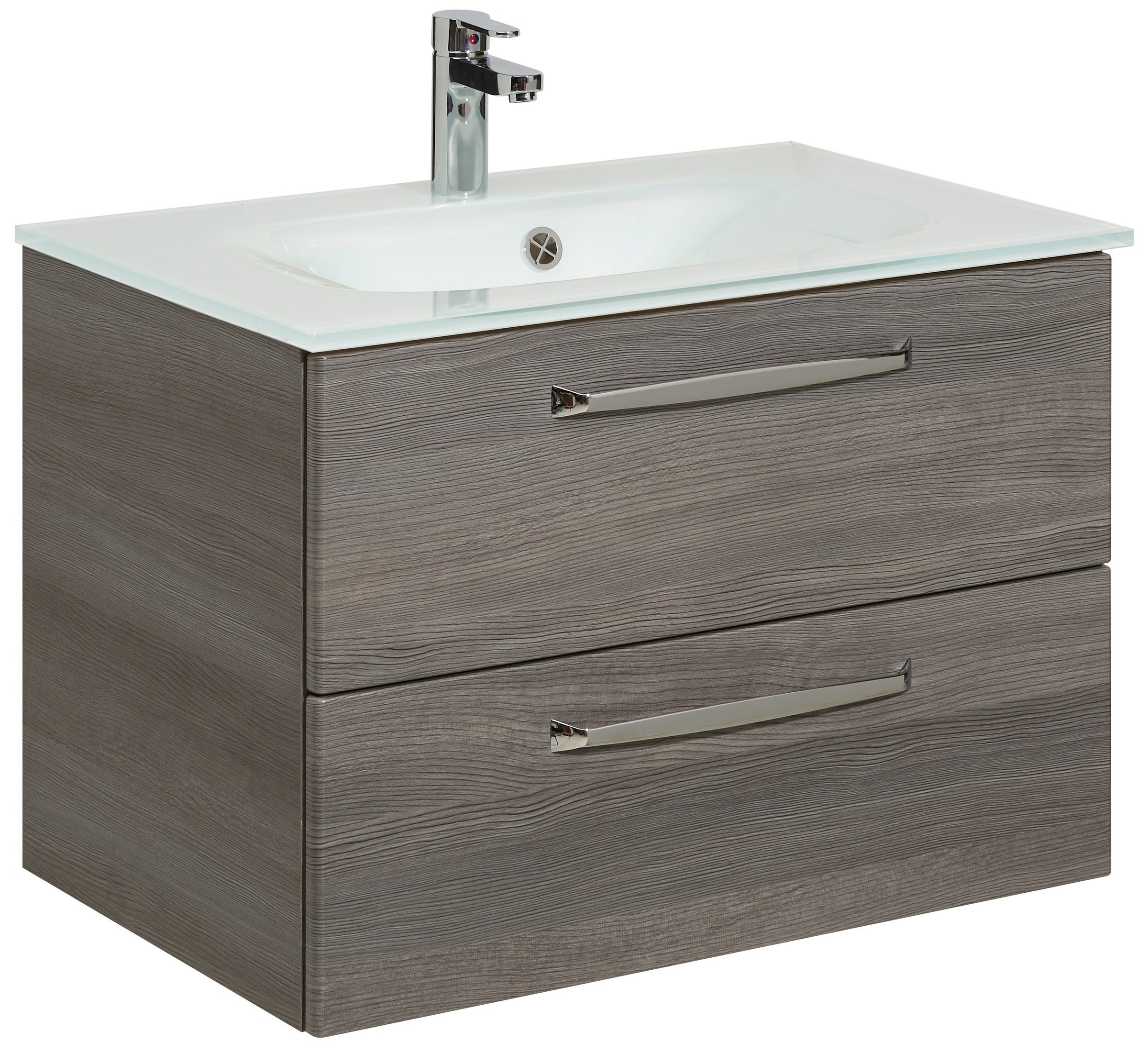 Thumbnail - Saphir Badmöbel-Set "Trentino 2-teilig Glas-Waschtisch mit LED-Spiegelschrank" 3 Stk. tlg.