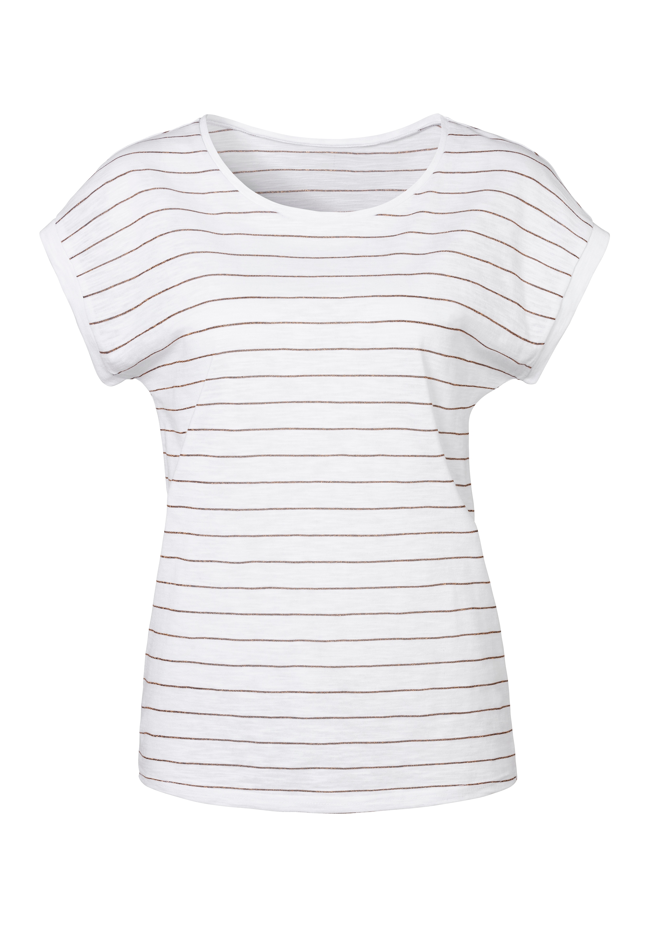 Vivance T-Shirt, (2er-Pack), mit kupferfarbenen Lurex-Streifen für  bestellen | BAUR