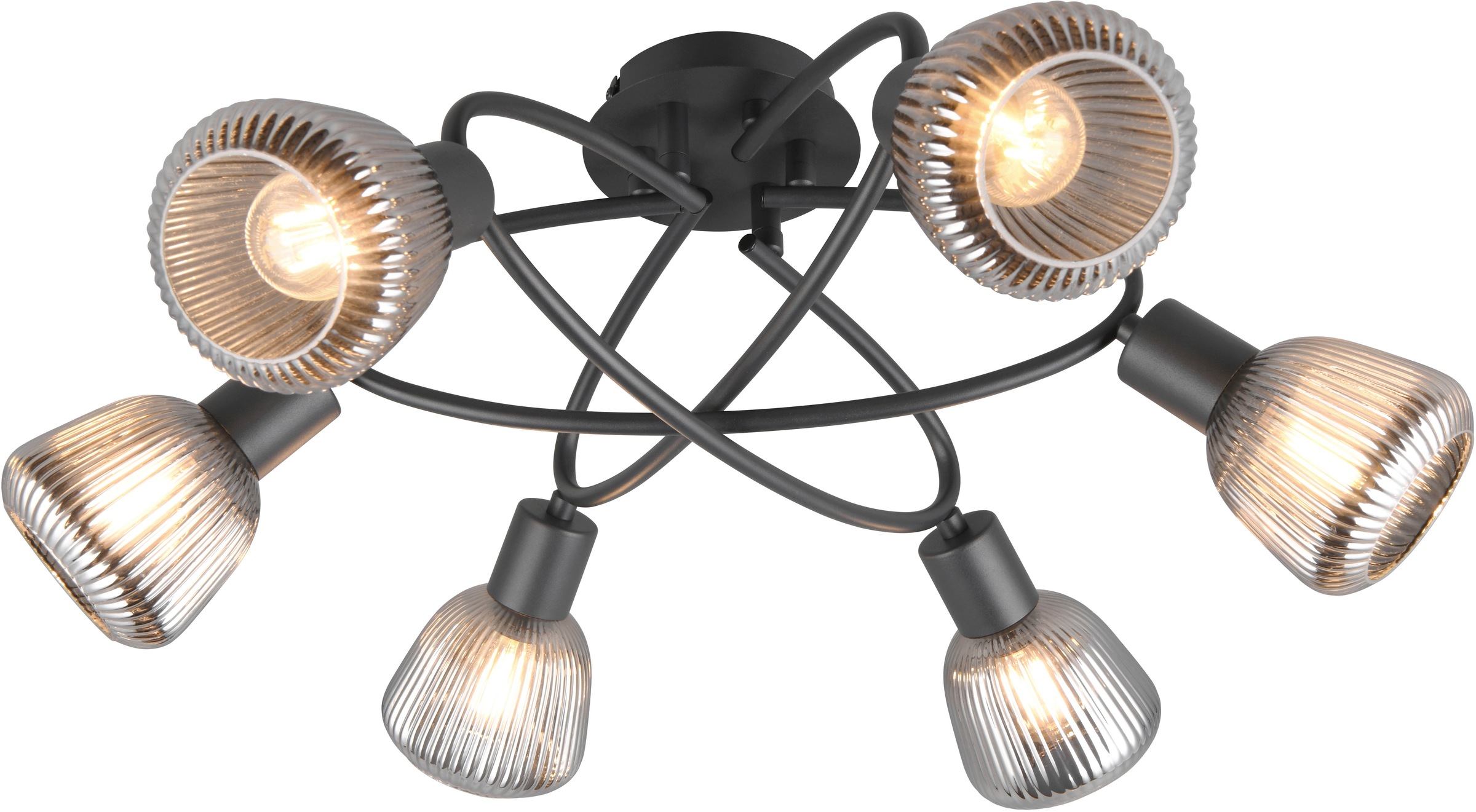 4-flammiger LED Deckenstrahler Mit Glasschirmen