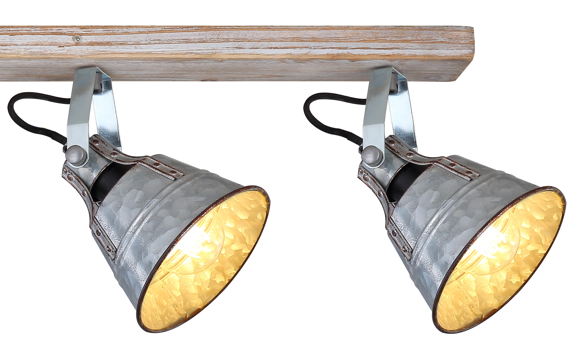 GLOBO LIGHTING Deckenspot »GÜNTHER I« E27 1 Stk. Holz-weiß Strahler mit Metall, zinkfarbener Schirm, E27 4x60W