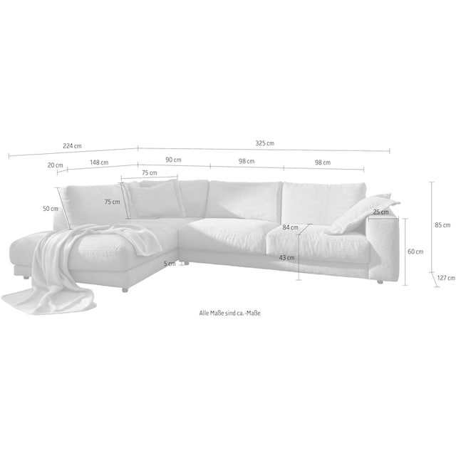 3C Candy Ecksofa »Enisa«, Kuschelig, gemütlich, in 5 Farben, Bezug in Cord,  mit 2 Zierkissen kaufen | BAUR
