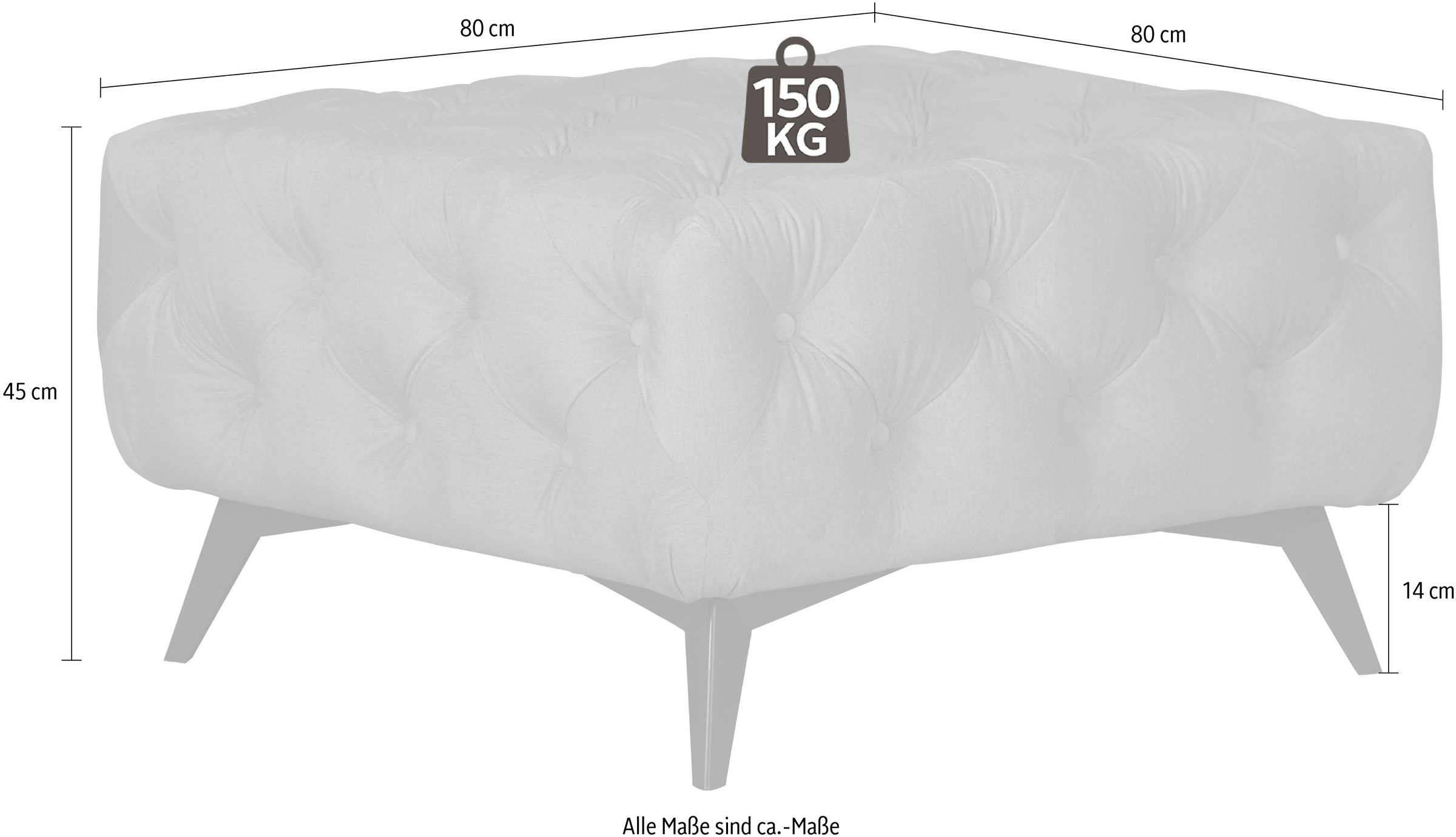 Polsterhocker HOME AFFAIRE "Amaury", silber, B:80cm H:45cm T:80cm, Struktur (100% Polyester);Samtoptik (100% Polyester), Hocker, Polsterhocker, Chesterfield-Optik, Breite 80cm, Fußfarbe wählbar 9