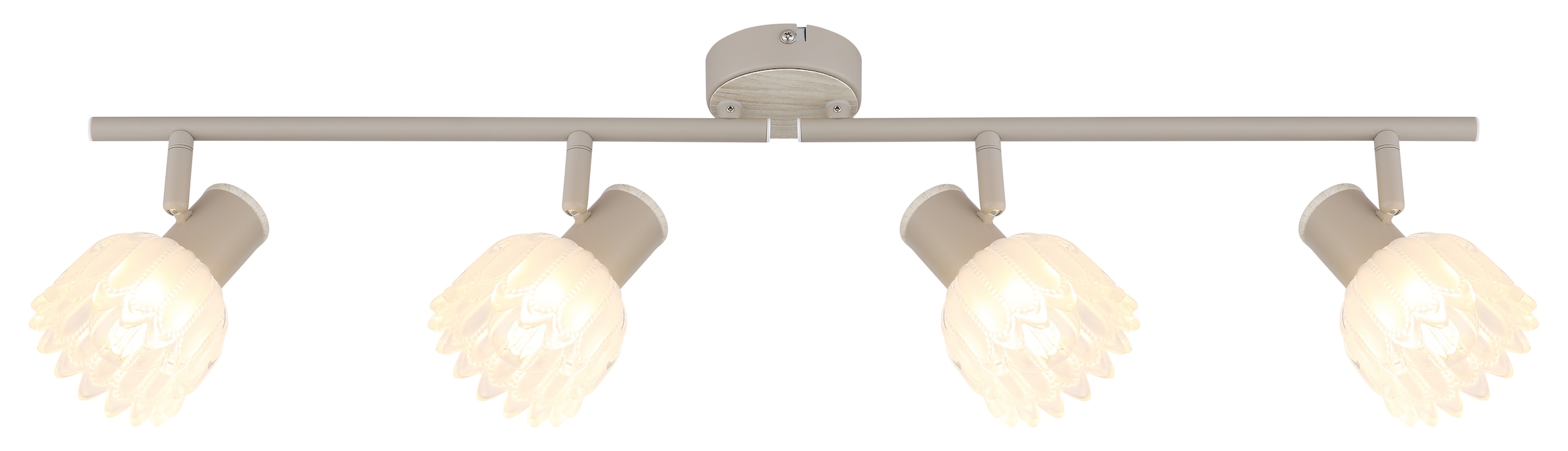 GLOBO LIGHTING Deckenspot »PLANTA« E14 1 Stk. Sandfarbener Strahler mit Holzoptik und Glas satiniert