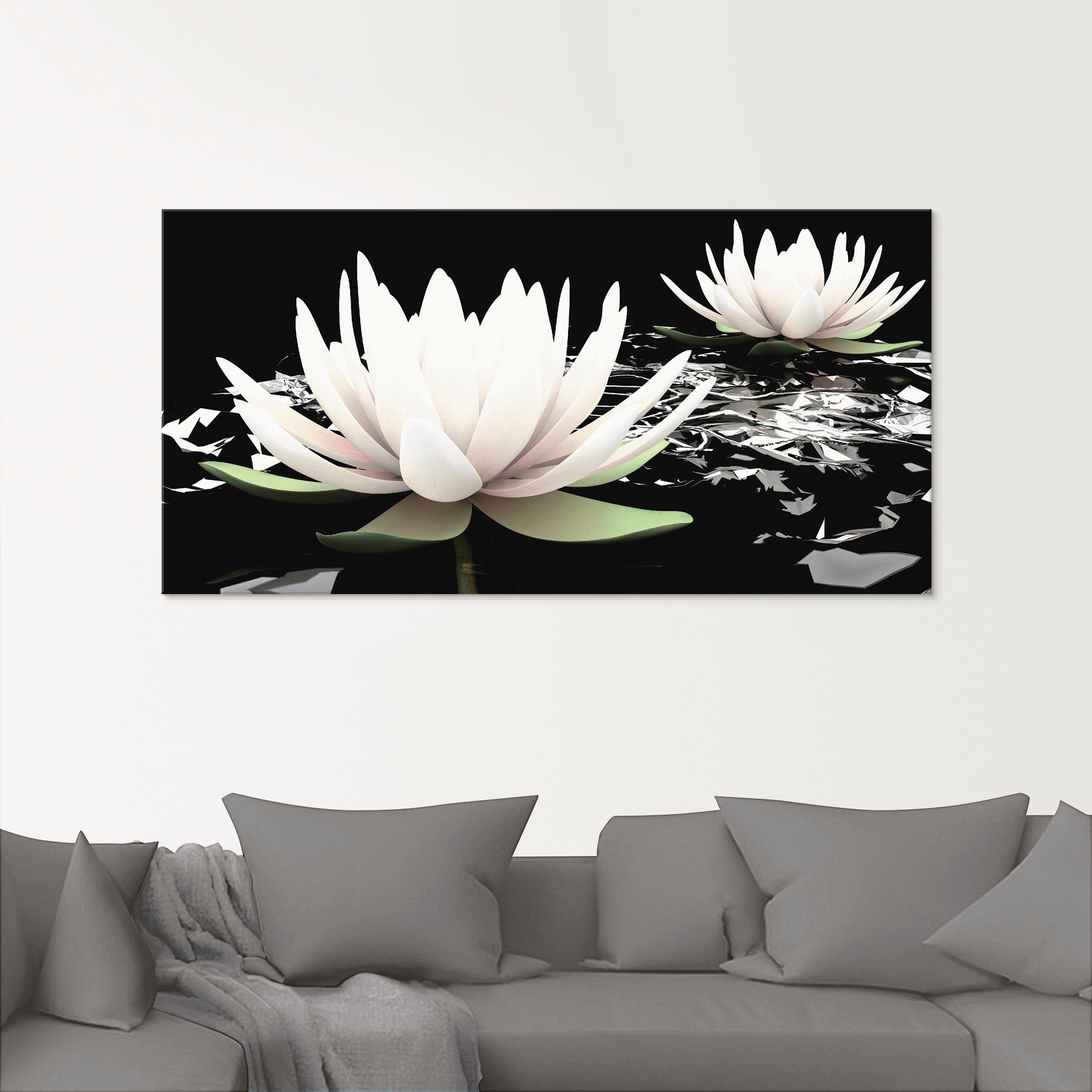 Artland Glasbild »Zwei Lotusblumen auf dem Wasser«, Blumen, (1 St.), in  verschiedenen Größen bestellen | BAUR