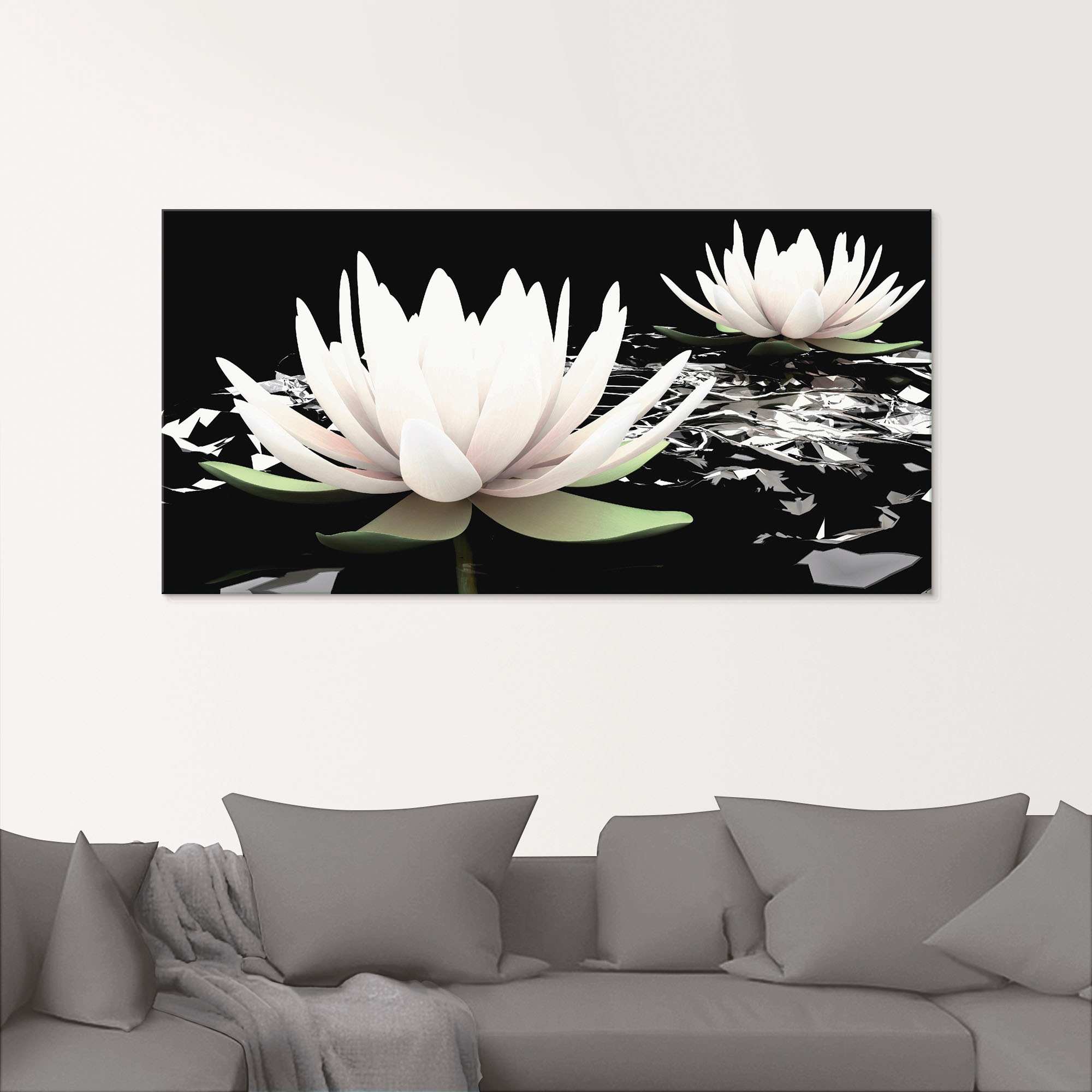 Artland Glasbild "Zwei Lotusblumen auf dem Wasser" Blumen 1 Stk. tlg. in ve günstig online kaufen