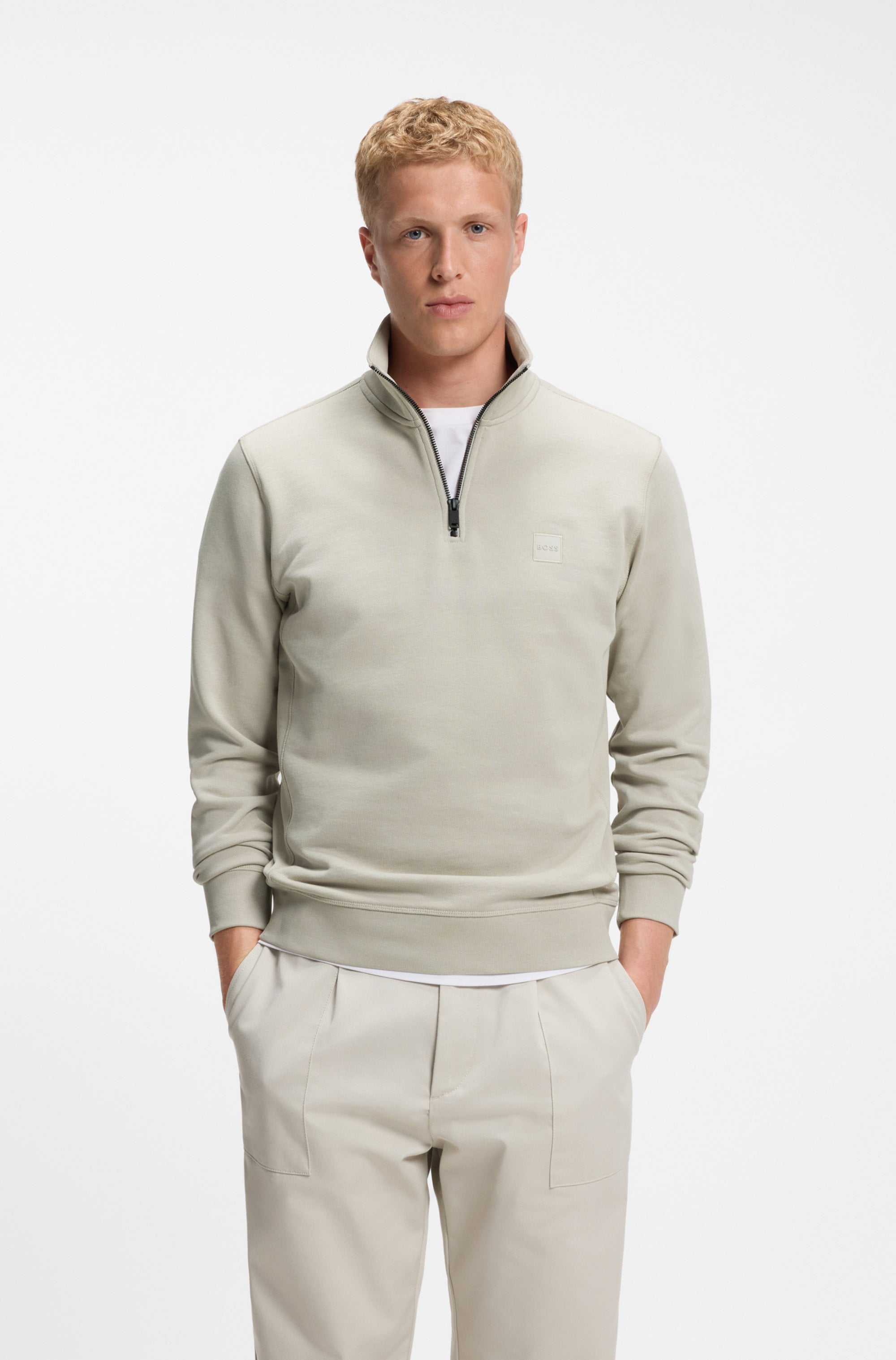 BOSS ORANGE Sweatshirt "Zetrust", 1 Stk. Troyerkragen mit Reißverschluss, Regular Fit, BOSS-Label