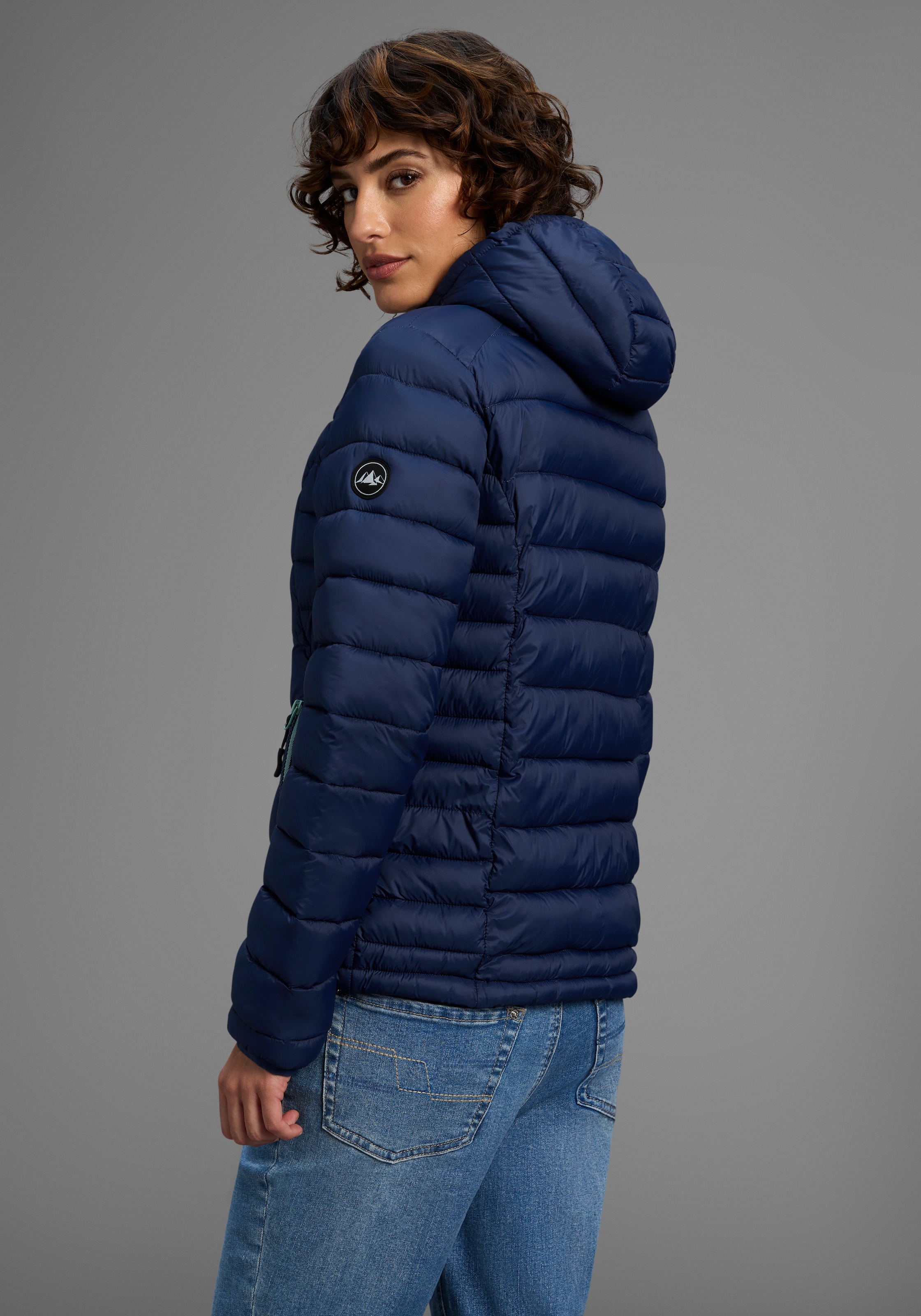 Polarino Steppjacke, mit Kapuze, für kühle Tage, aus leichtem Webmaterial, wasserabweisend
