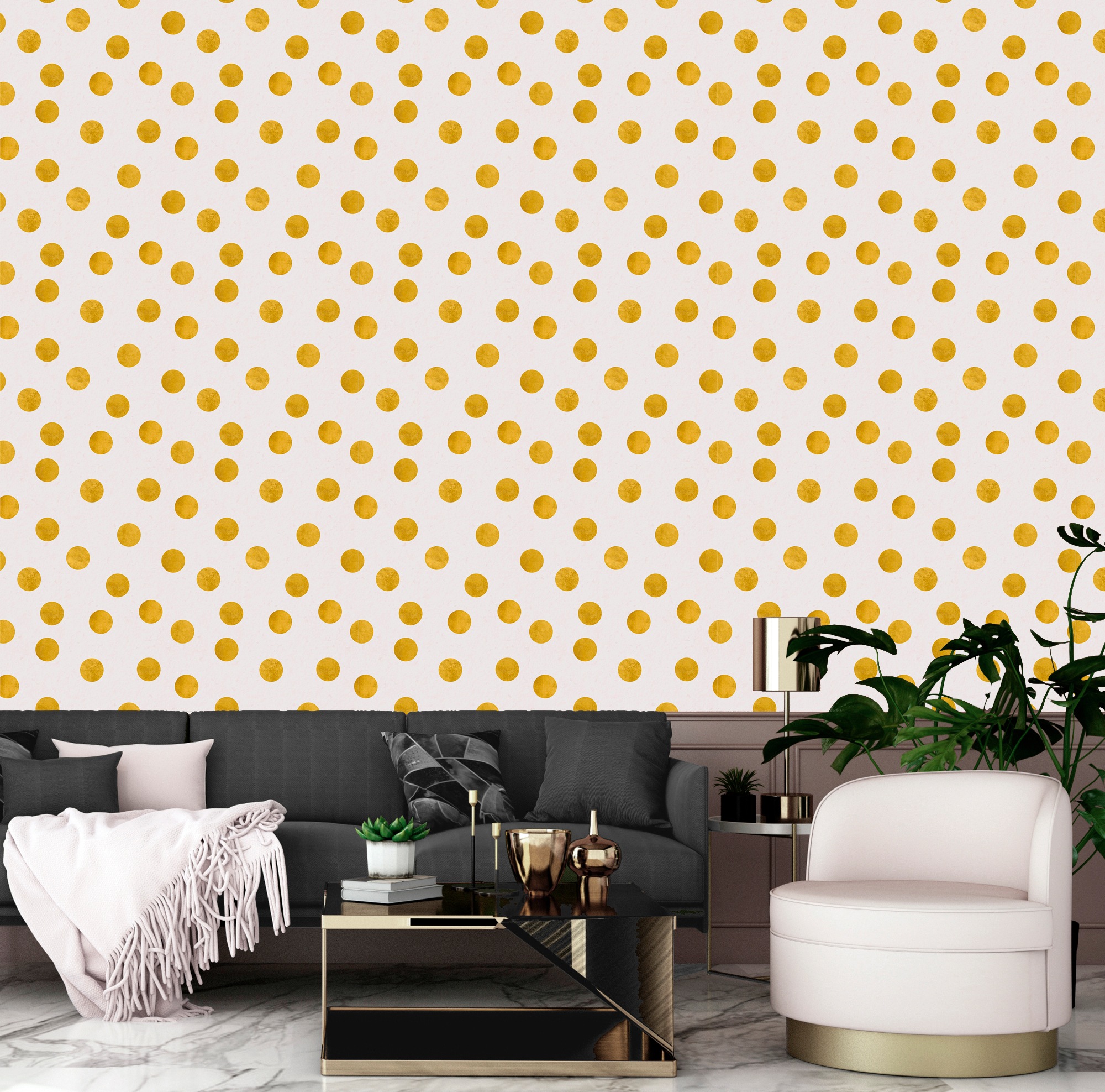 queence Vinyltapete »Chris«, bedruckt-Motiv-gemustert-3D-Optik-gepunktet, 90x250cm, selbstklebend, kinderleichte Anbringung, Sticker