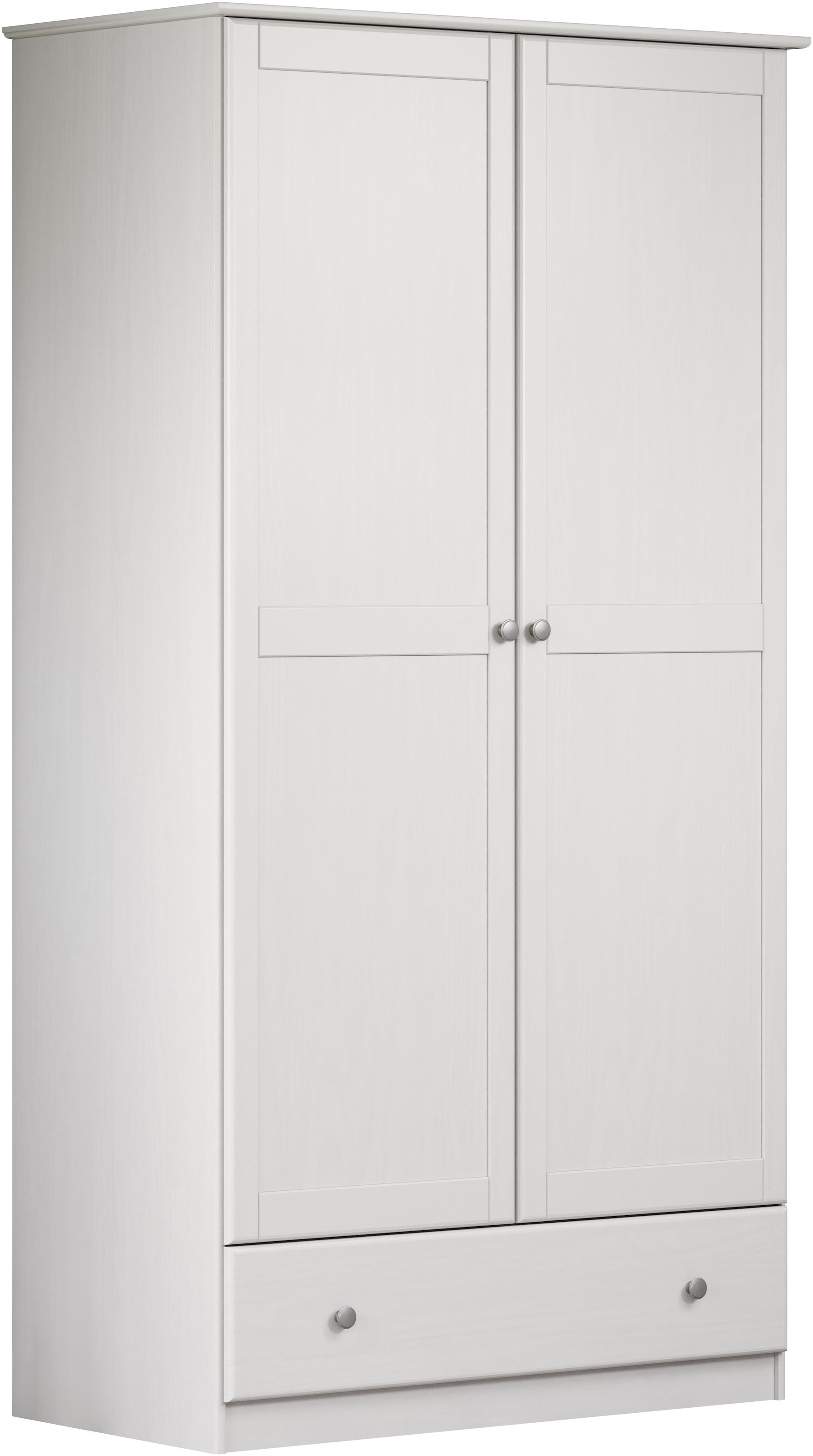 Home affaire Kleiderschrank »Delsbo Garderobenschrank Wäscheschrank Schlafzimmer Massivholz«, (1 St., Bestseller Schrank in Landhaus Design), Drehtürenschrank aus Kiefernholz - mit Schublade und Kleiderstange