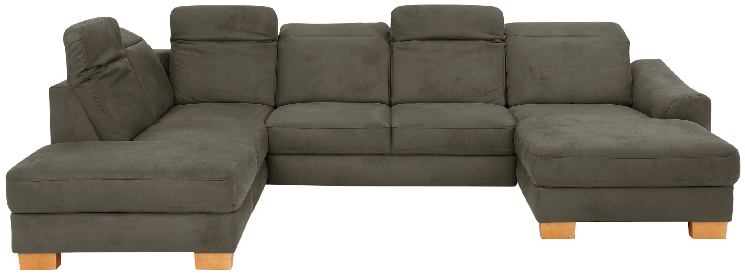 Wohnlandschaft HOME AFFAIRE "Dundee U-Form", grau (grau, beige), B:338cm H:86cm T:219cm, Luxus-Microfaser Florence (100% Polyester), Sofas, Wohnlandschaft, wahlweise mit Kopfteilverstellung und zusätzlich mit Bettfunktion 4