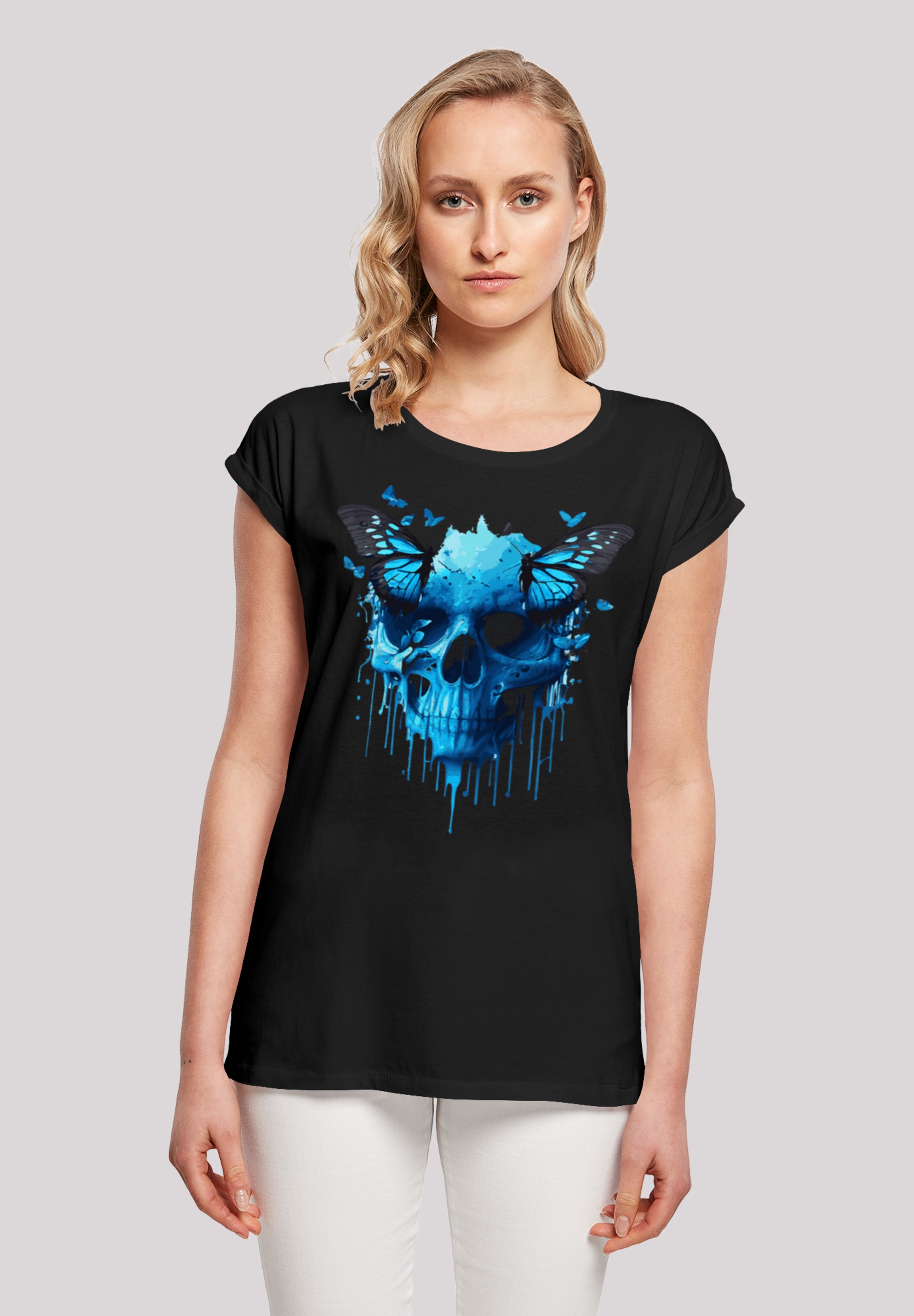 F4NT4STIC T-Shirt »Totenkopf mit Schmetterling«, Print