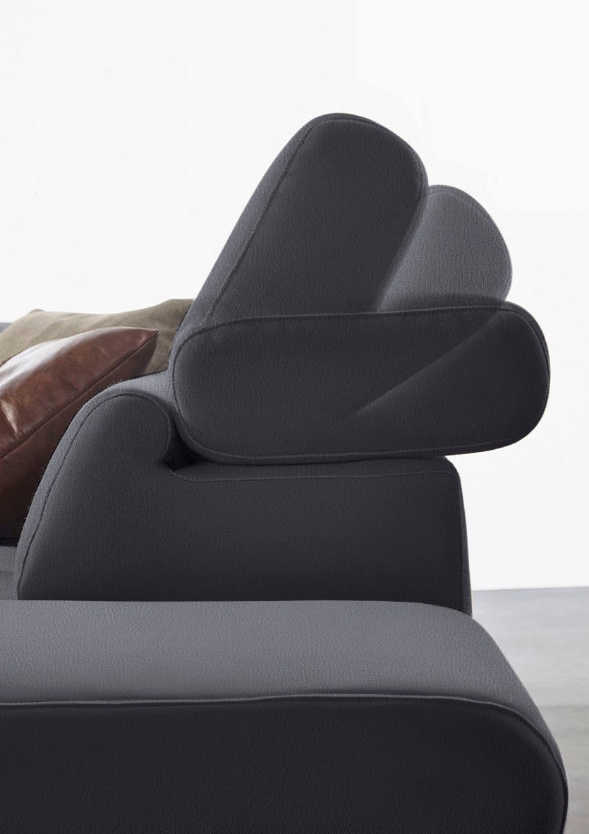 W.SCHILLIG Ecksofa »finn, Designsofa mit tollem Sitzkomfort, bequem, L-Form«, German Design Award 2016, Fußgestell Nussbaum natur, Breite 281 cm