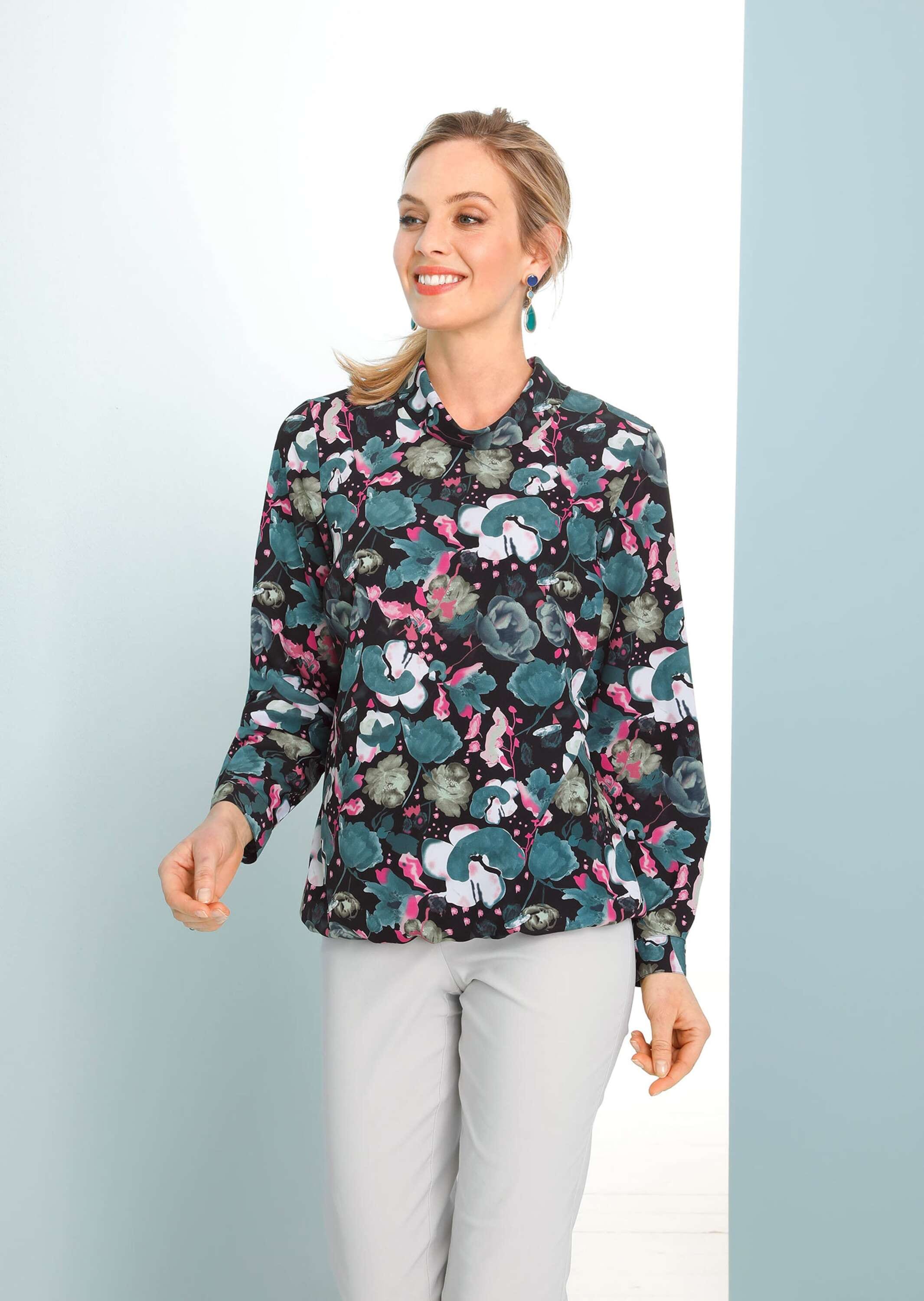 GOLDNER Klassische Bluse »Abstrakte Druckbluse mit leichtem Glanz«