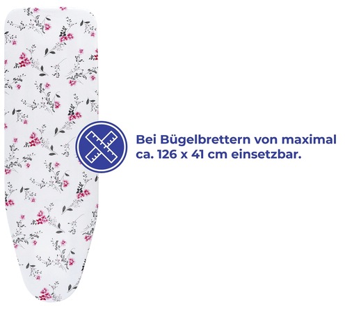 Maximex Bügelbrettbezug »Modell Keramik M Floral«, Bügeltischbezug mit Hitzereflexion und Polsterung, bis 126 x 41 cm
