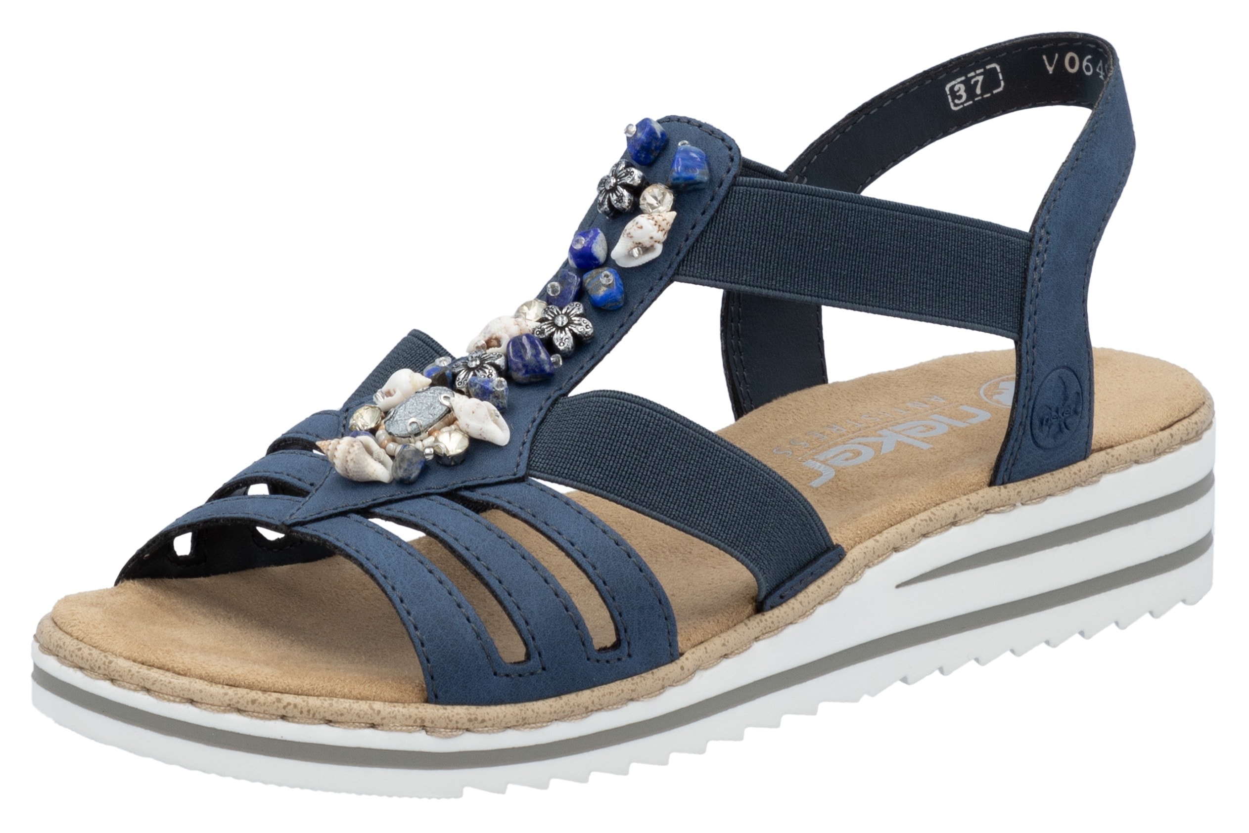 Rieker Sandale Sommerschuh, Sandalette, Keilabsatz, mit sommerlicher Verzierung