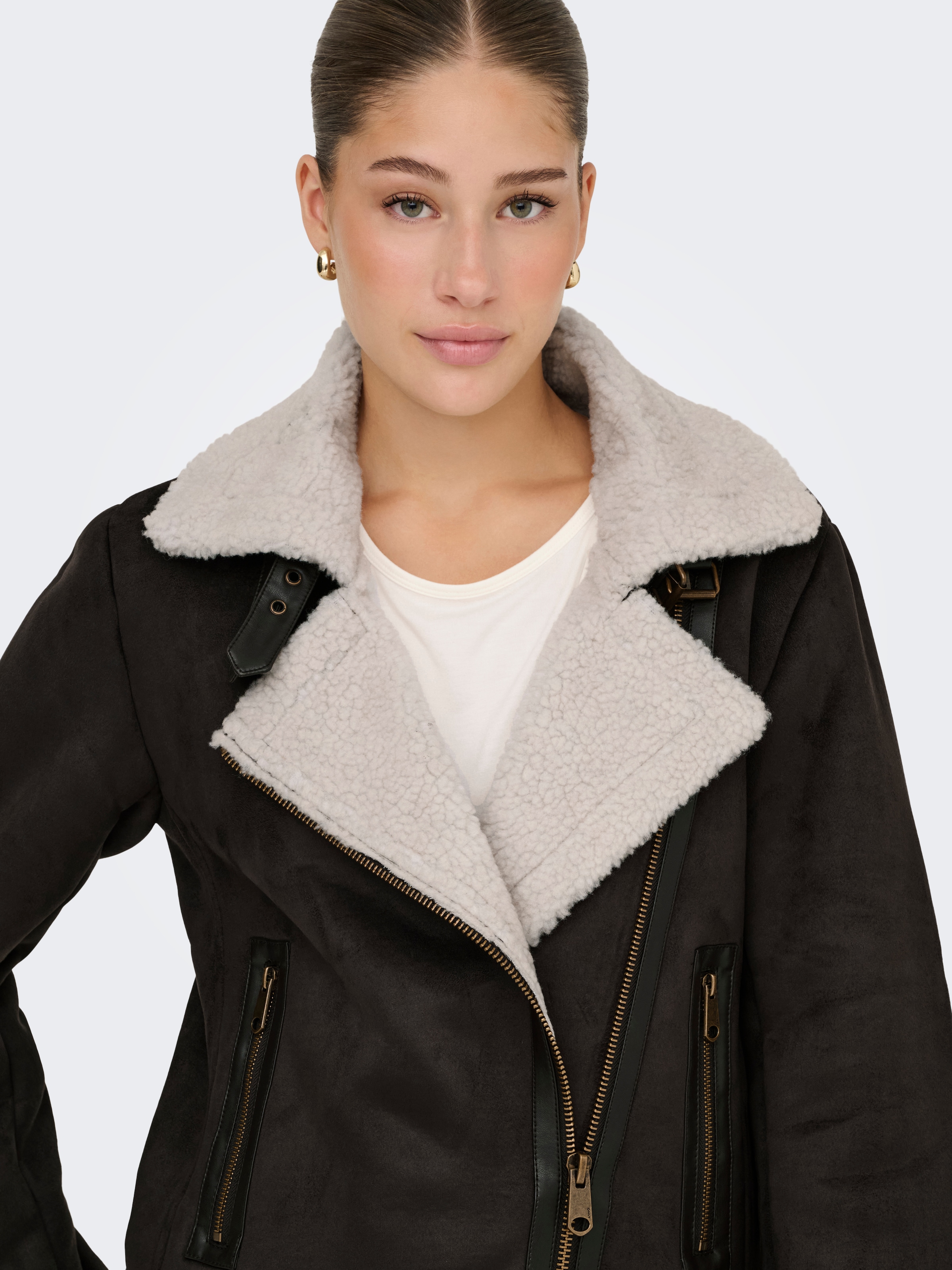 ONLY Lederimitatjacke »ONLNEWDIANA AVIATOR JACKET CC OTW«, ohne Kapuze