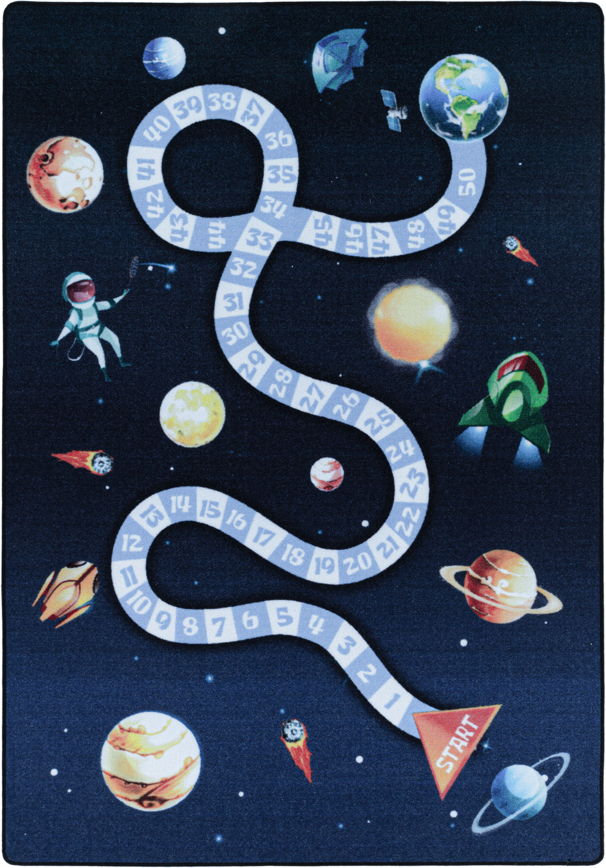 Thumbnail - Ayyildiz Teppiche Kinderteppich "PLAY 2910" rechteckig 6 mm Höhe robuster Kurzflor, Weltall, Zahlen Spiele Hüpf Teppich,...