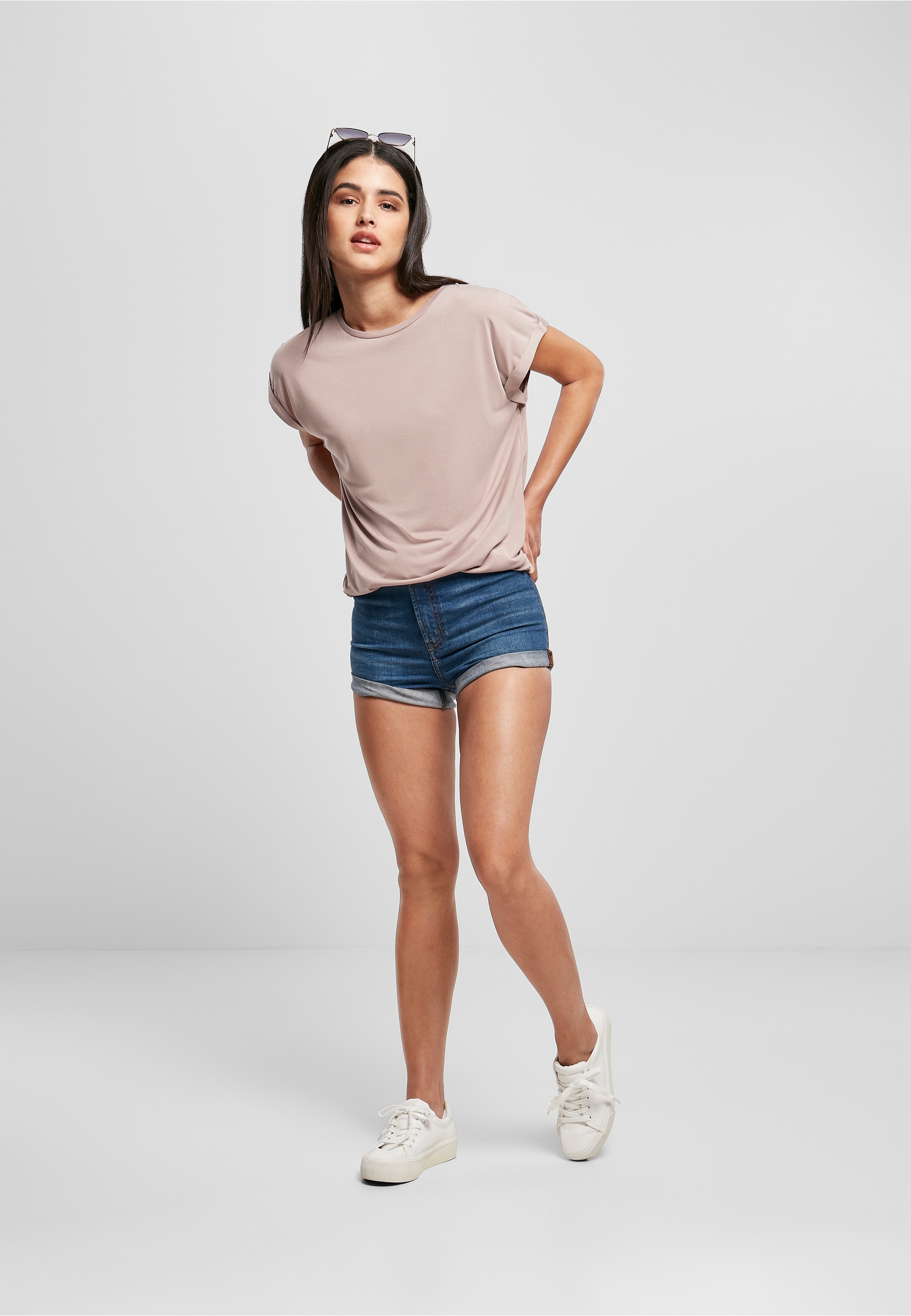 URBAN CLASSICS Kurzarmshirt »Urban Classics Damen Ladies Modal Extended Shoulder Tee« 1 Stk.
