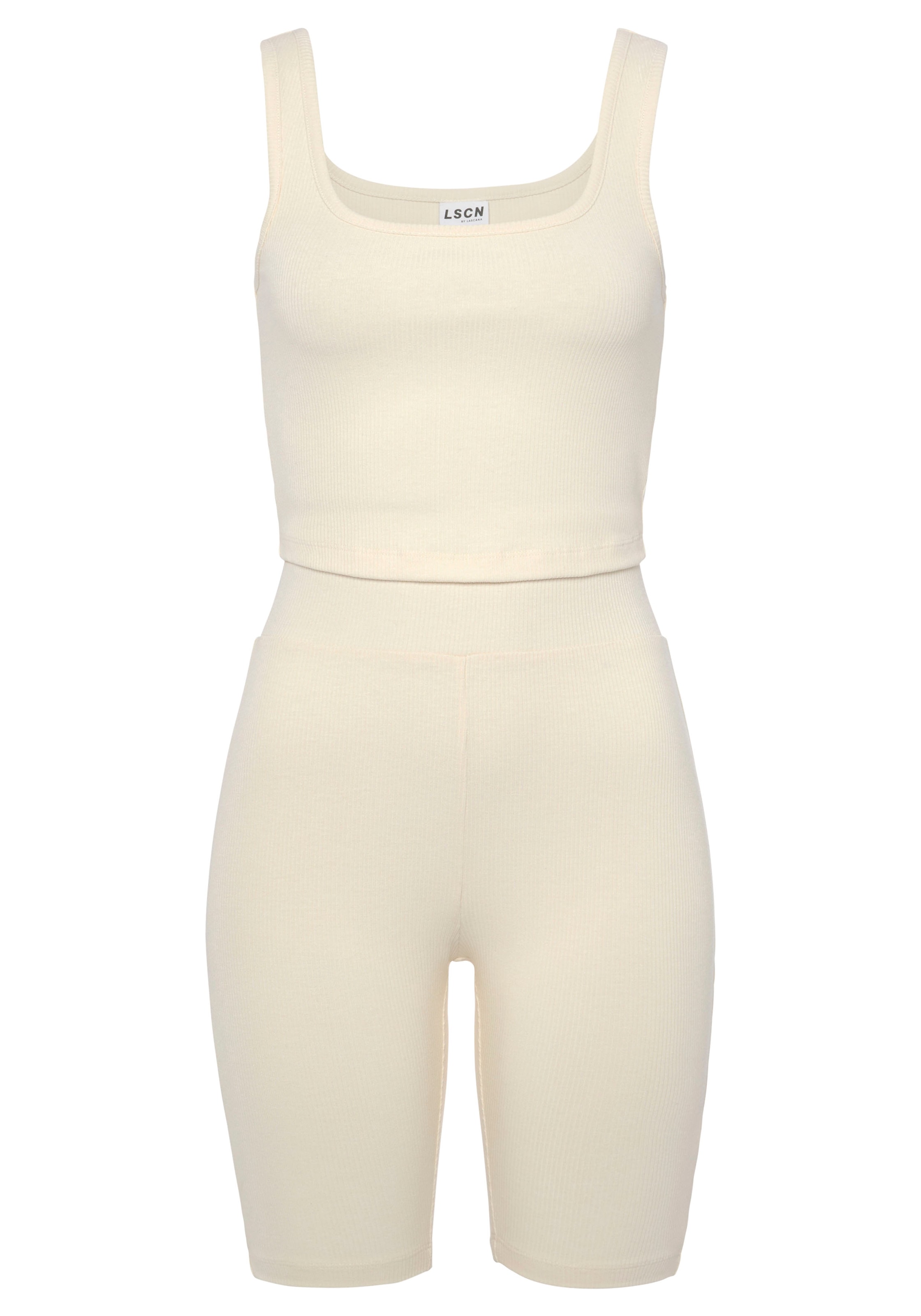 LASCANA Shorty, bestehend aus Top und Shorts aus Rippmaterial, Homewear-Set