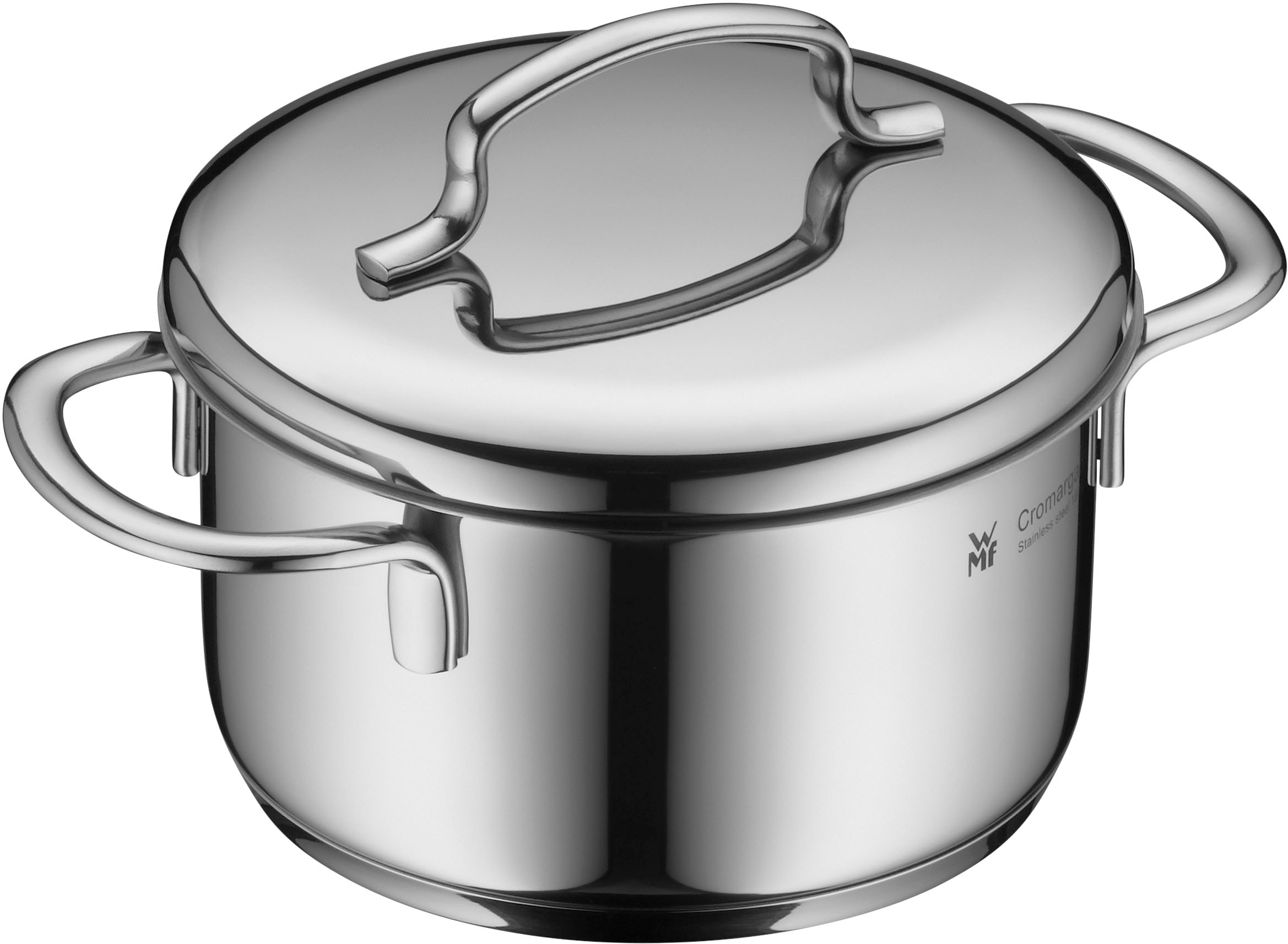 WMF Topf-Set »Mini«, Cromargan® Edelstahl Rostfrei 18/10, (Set, 9 tlg.), hochwertige Edelstahldeckel, platzsparende Aufbewahrung, Schüttrand