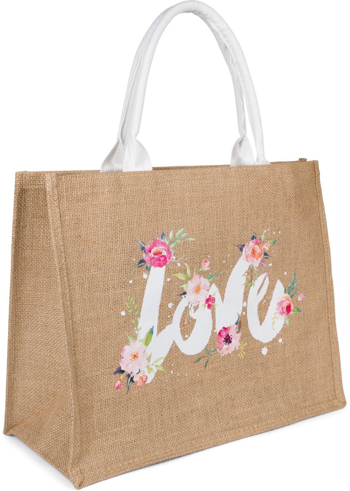 styleBREAKER Henkeltasche "Leinen Henkeltasche LOVE"
