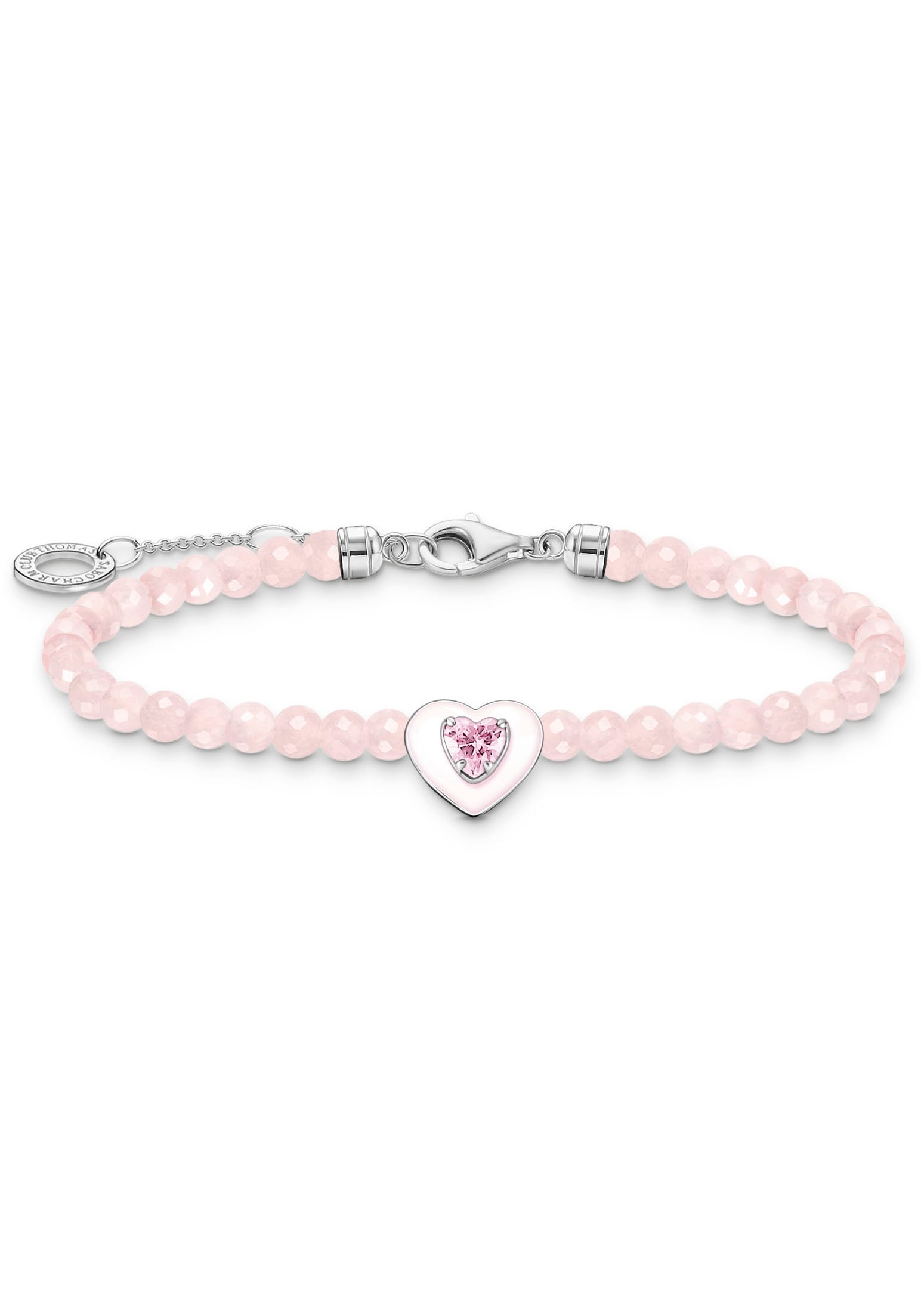 Armband »Herz mit pinken Perlen, A2092-035-9-L19V«, mit Rosenquarz, Zirkonia (synth.)...