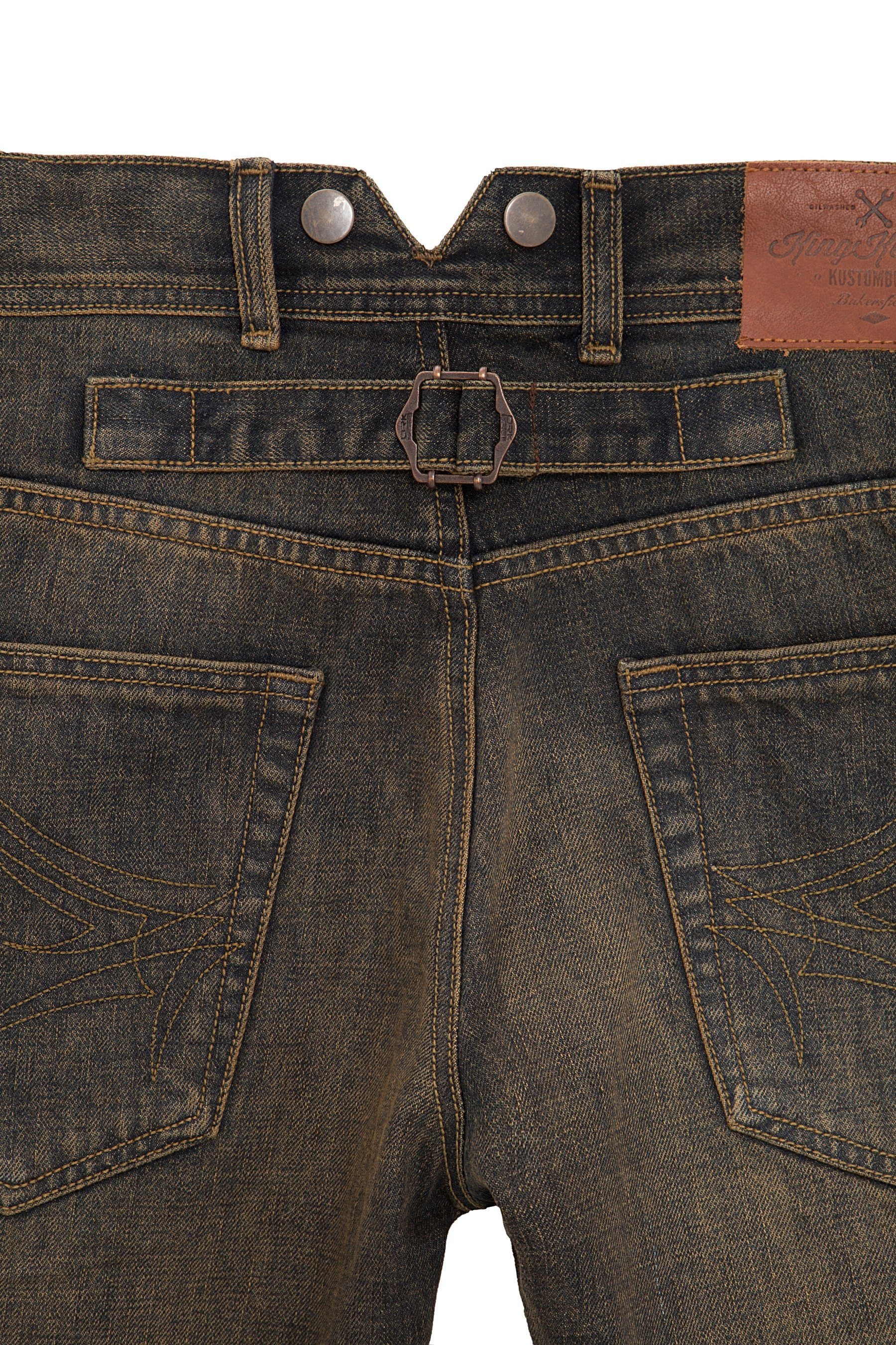 Kingkerosin Slim Fit Jeans Robin Mit Lederpaspelierungen Und Knopfen Fur Hosentrager Bestellen Baur