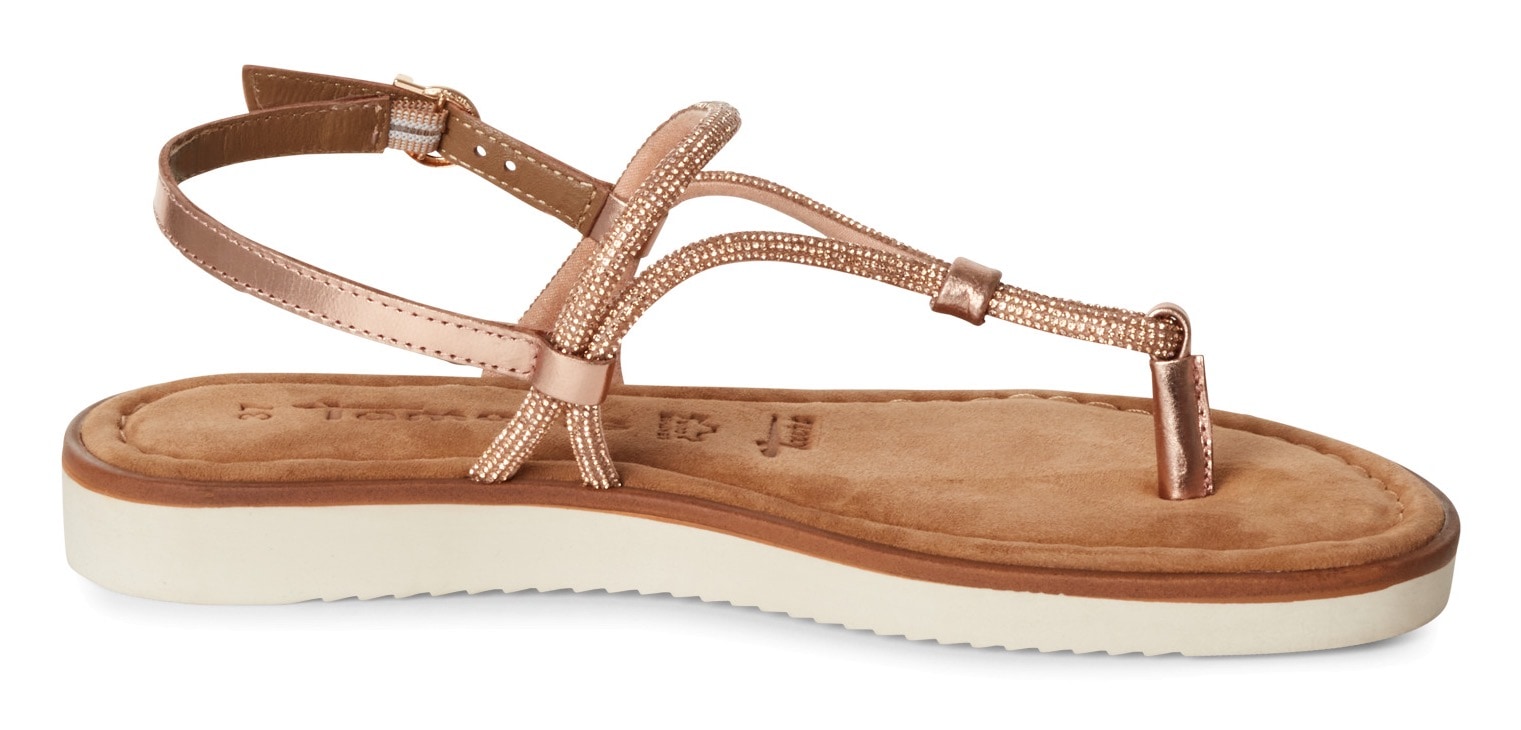 Tamaris Riemchensandale, Plateau, Sandalette, Sommerschuh mit glänzenden Strasssteinchen