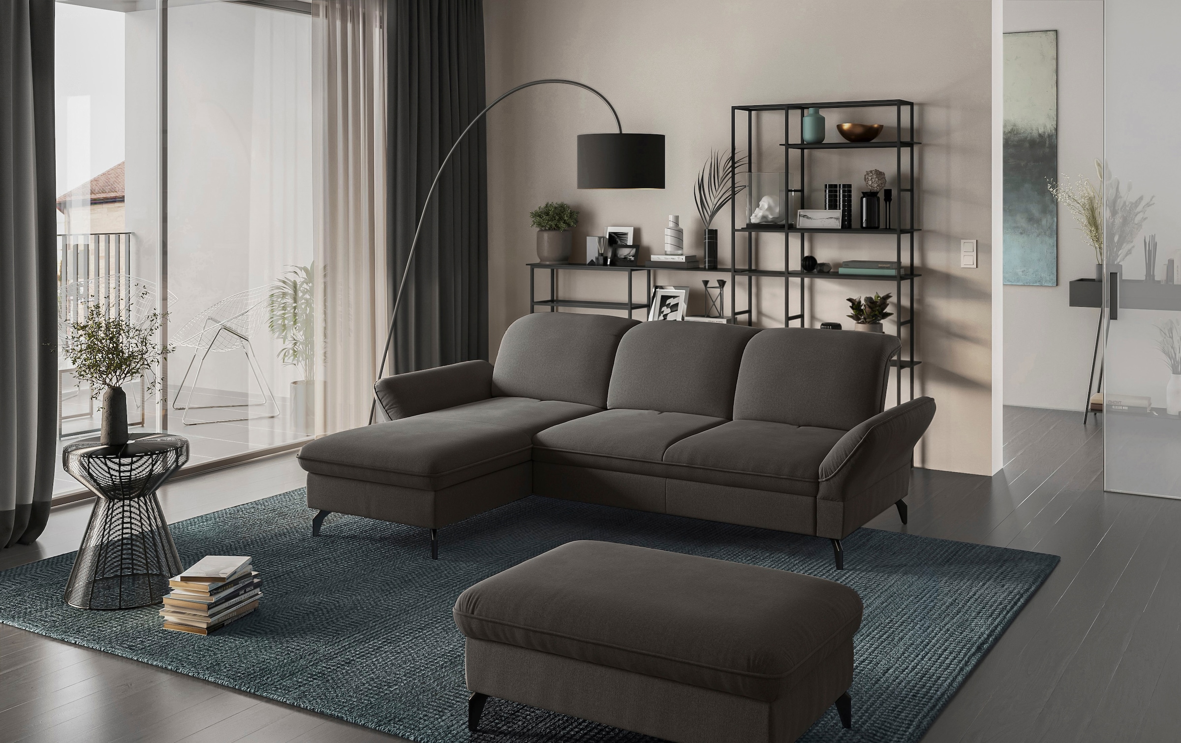sit&more Ecksofa »Leandro L-Form«, Wahlweise mit Bett-, Kopfteil - und Armlehnfunktion, sowie Bettkasten