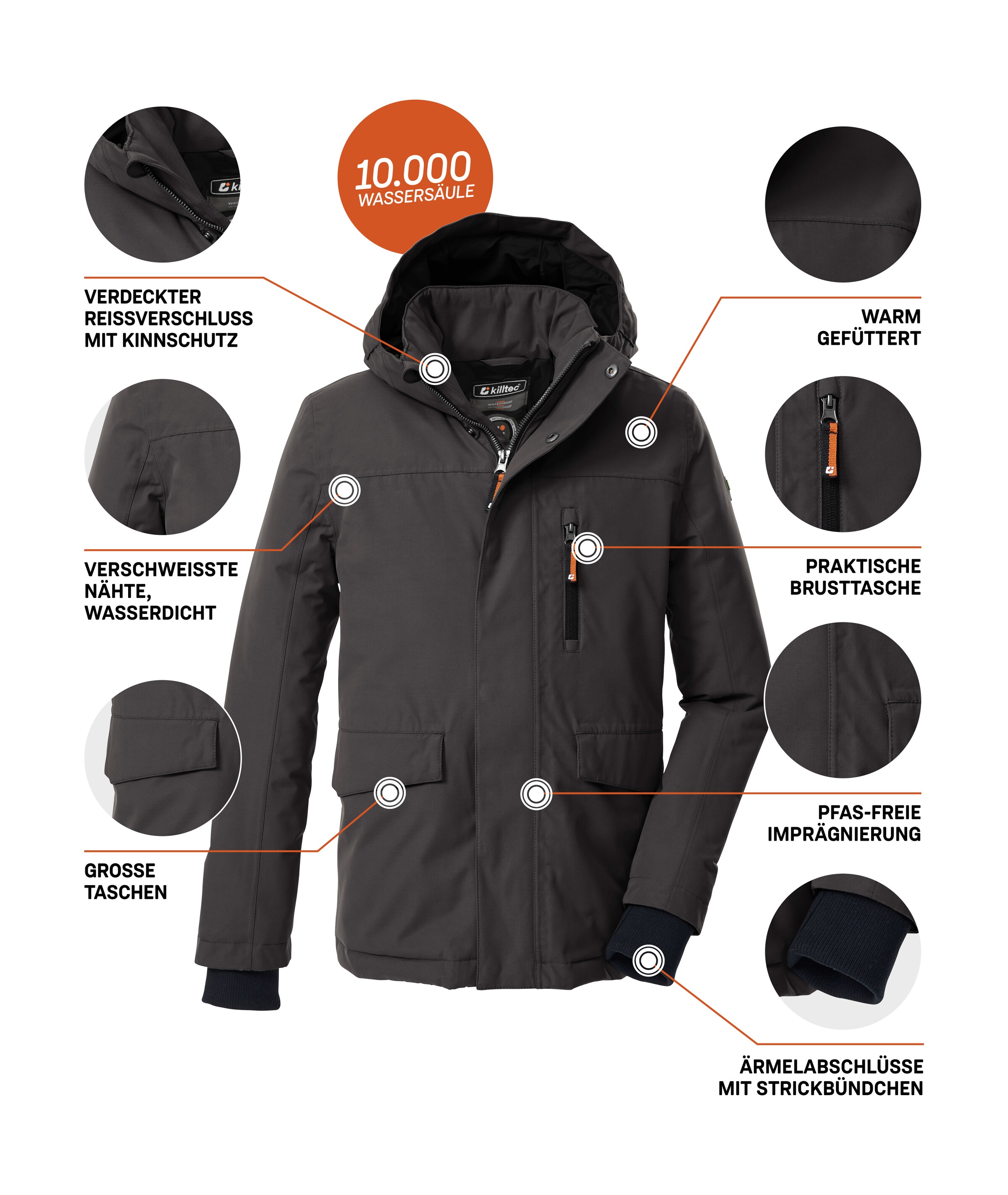 Killtec Funktionsjacke »KOW 233 BYS JCKT«, Wind- und wasserdichte Kinderjacke, regulierbare Kapuze, PFAs-frei
