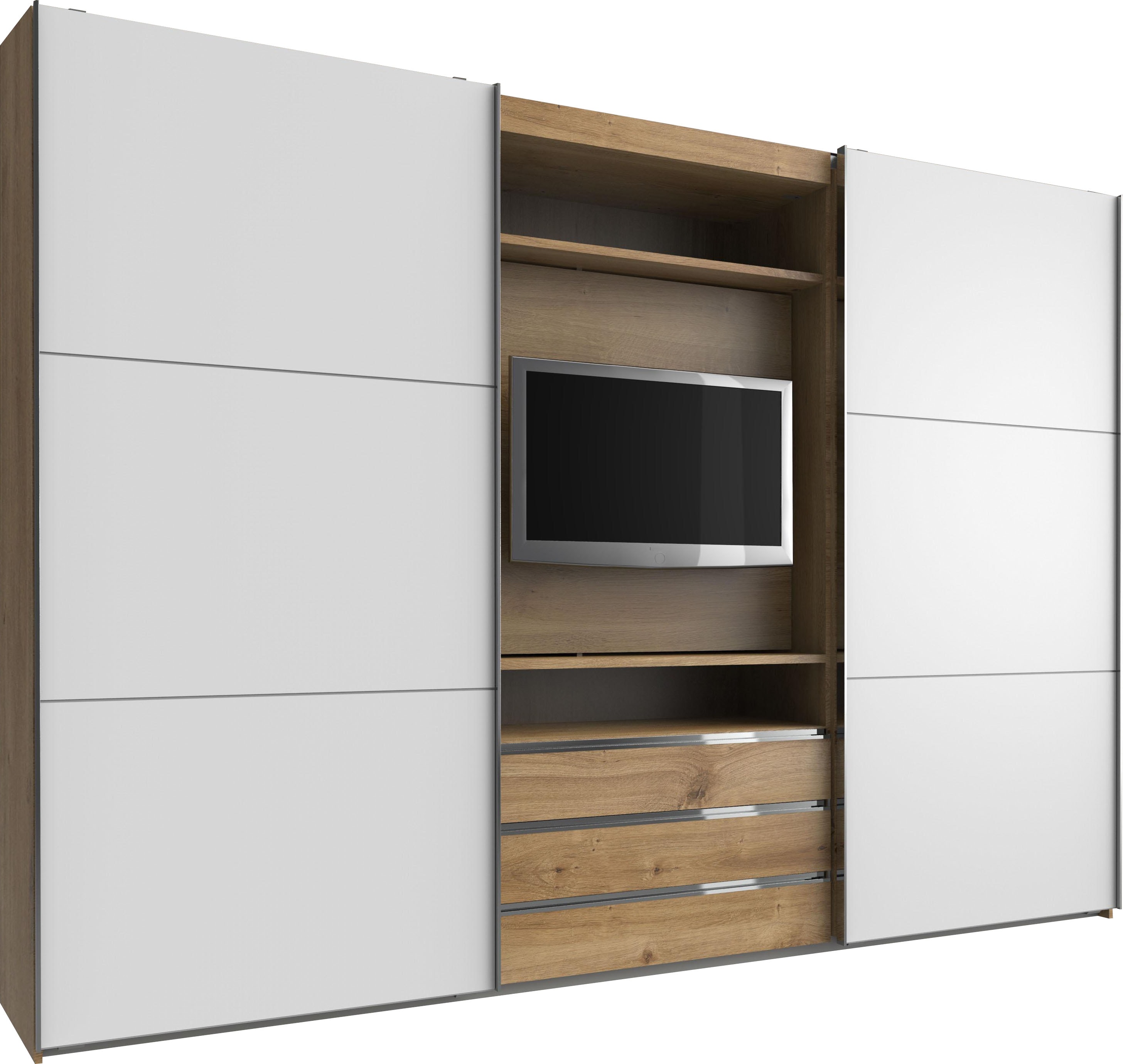 Wimex Schwebetürenschrank "Magic by fresh to go" tolles EXTRA: mit drehbarem TV-Element, mittig mit Schubladen