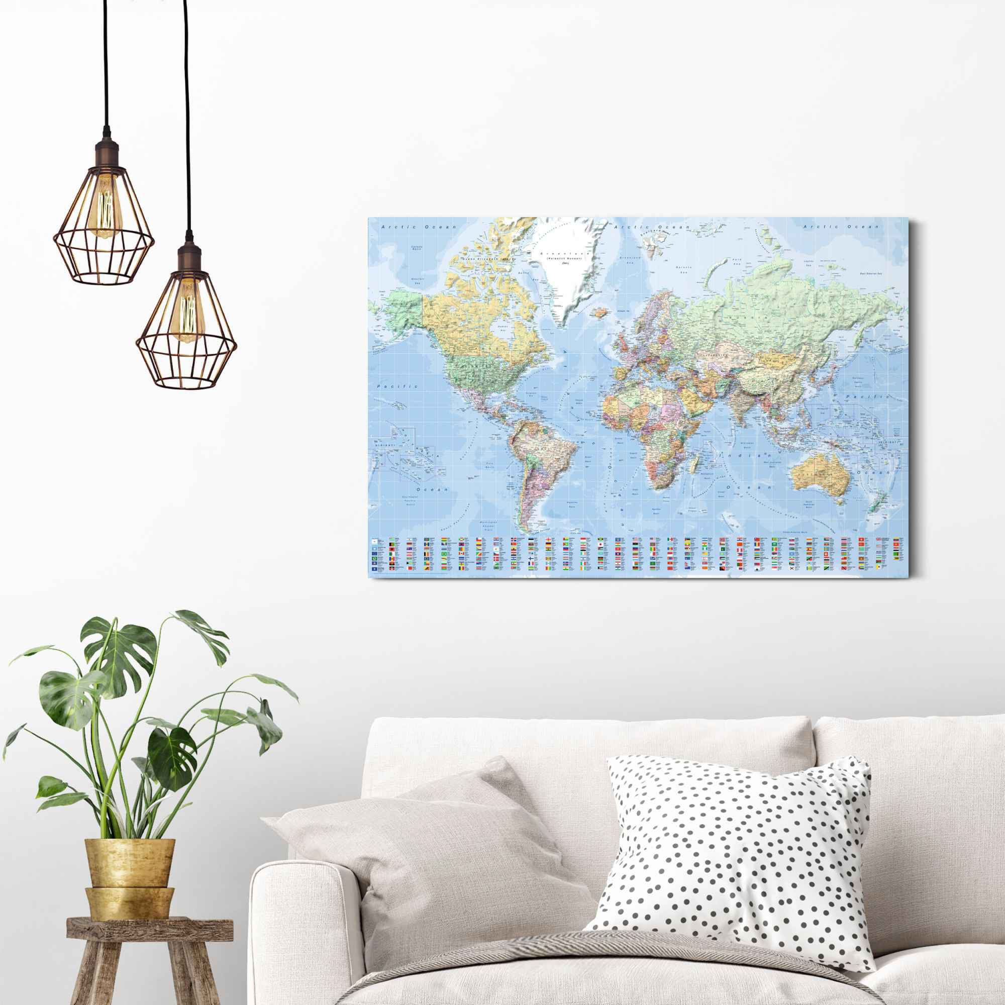 Reinders! Wandbild »Wandbild Weltkarte Fahnen - Englisch«, Weltkarte, (1 St.)