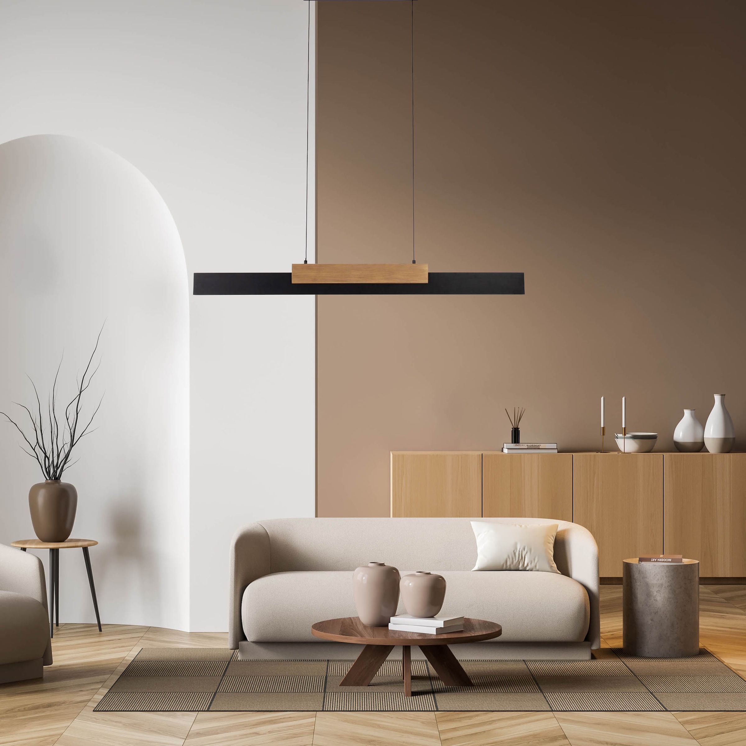 näve LED Pendelleuchte »Wiebke«, 1 flammig, Leuchtmittel LED-Modul | LED wechselbar, mit Holz, dimmbar per Wandschalter, Memoryfunktion, höhenverstellbar