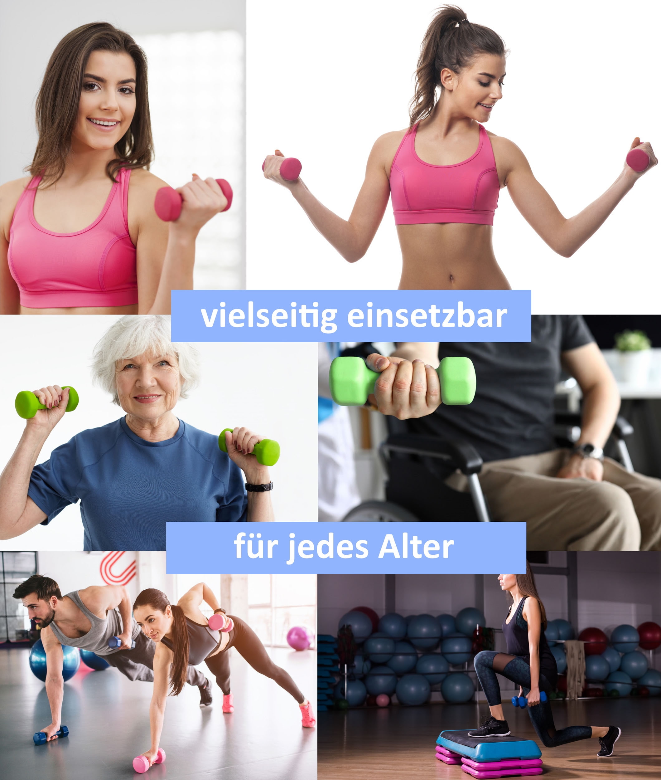body coach Kurzhantel »Neopren-Hantel für Fitness & Gymnastik«, rutschfest, eckige Form, vielseitig nutzbar