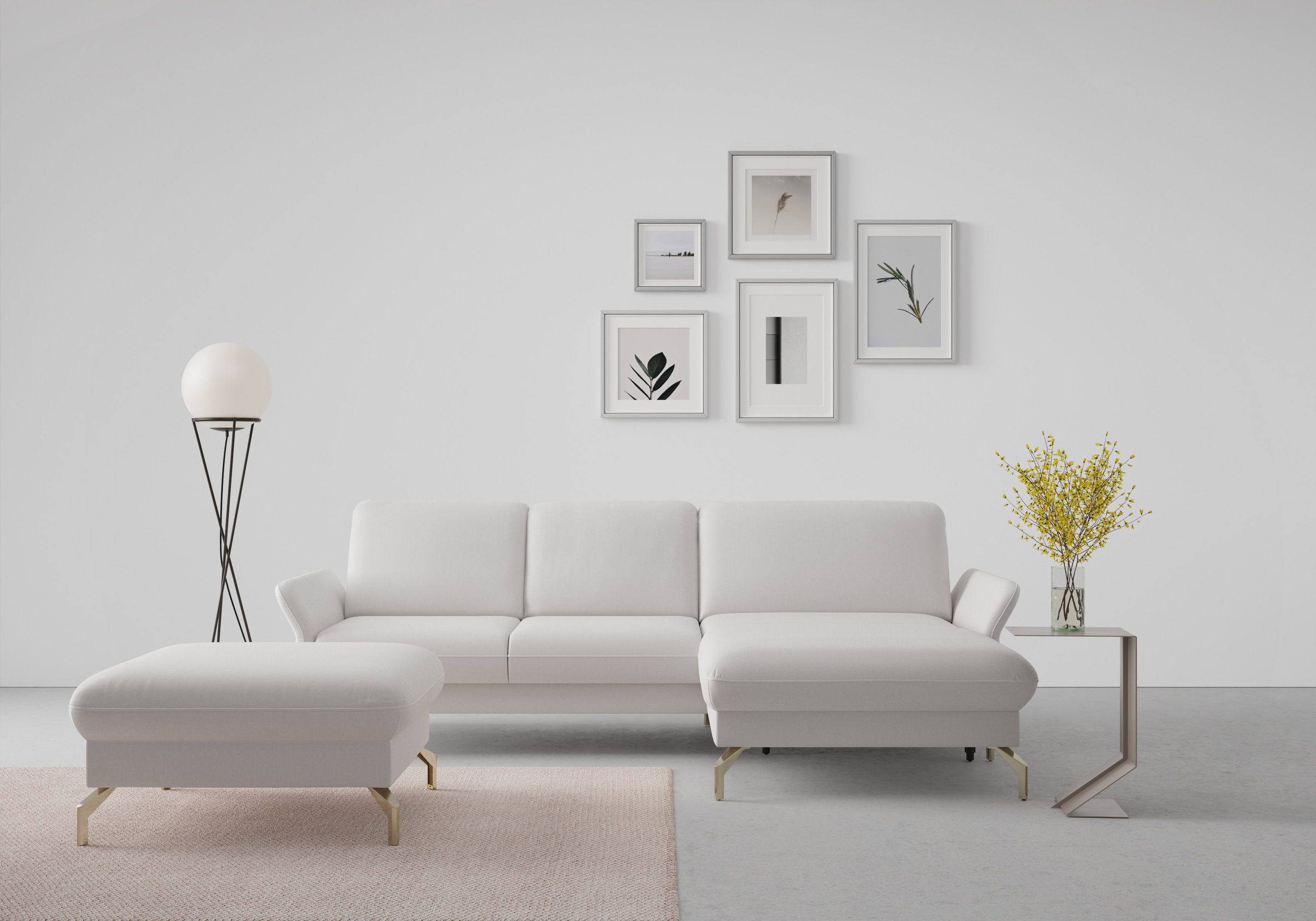 sit&more Ecksofa "Fashion L-Form" wahlweise mit Kopfteilverstellung, Vorziehsitz, motorisch, Nickelfüße