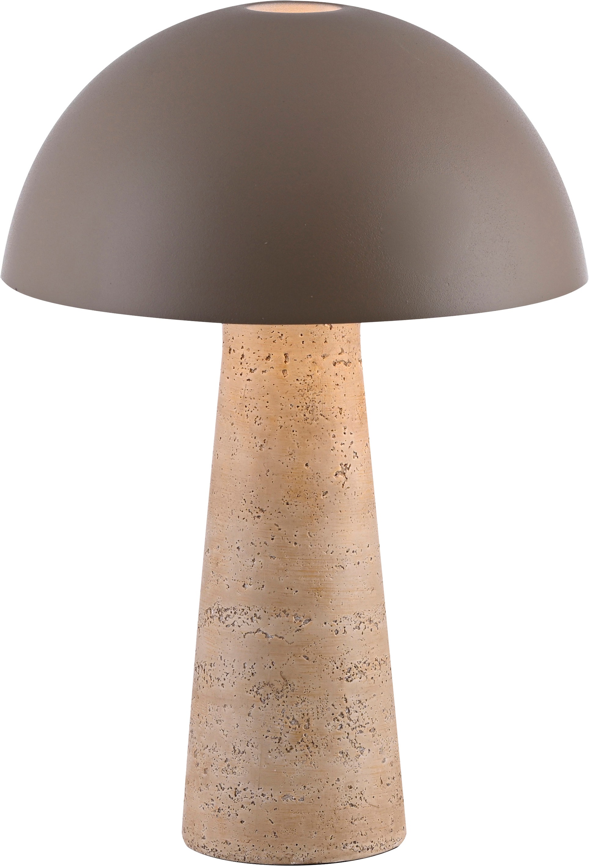 JUST LIGHT Tischleuchte »SOPPER« E27 1 Stk. exkl. Leuchtmittel, Schnurschalter,Sockel Travertinoptik,Metall-Schirm