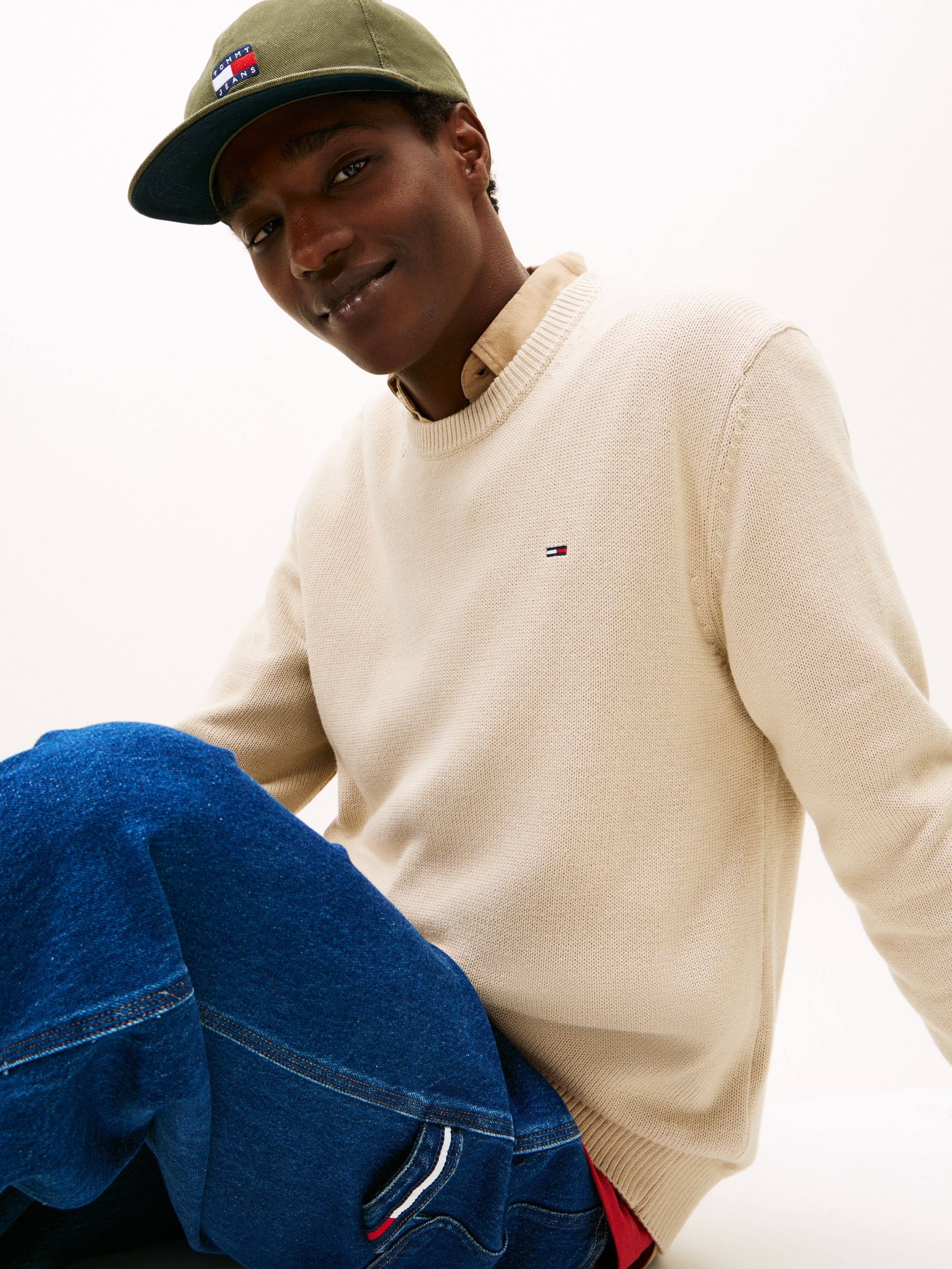 Tommy Jeans Rundhalspullover Slim fit mit Rundhalsausschnitt