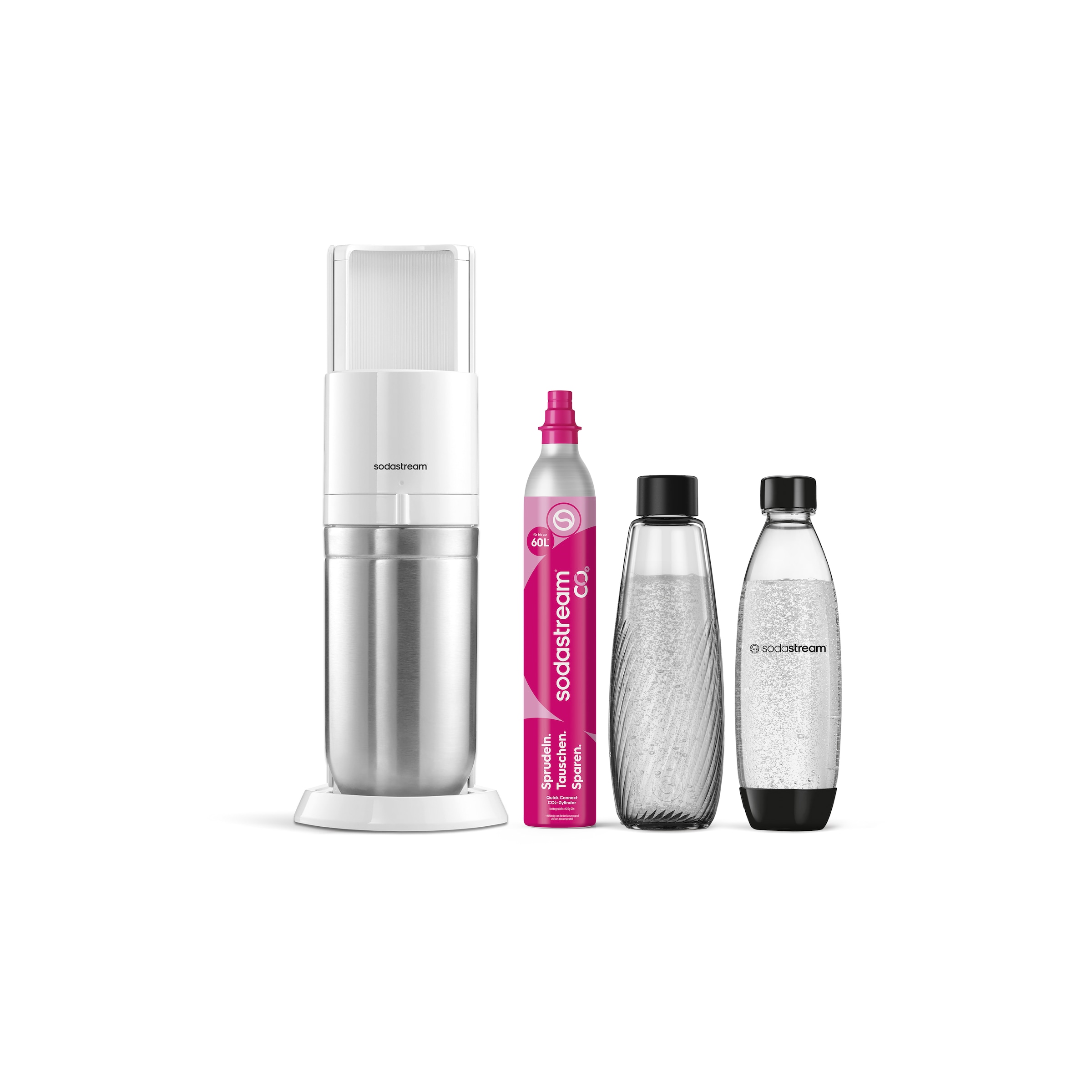 SodaStream Wassersprudler »DUO Wassersprudler, Standard Pack« Glas- und Kunststoffflaschen nutzbar, 2 Flaschen inklusive