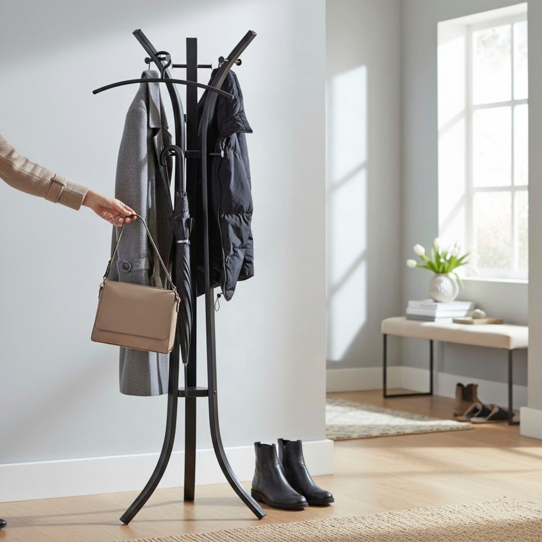 HAKU Garderobenständer »Kleiderständer, Standgarderobe« freiform - aus Metall Schwarz - Ø/H 45/177 cm