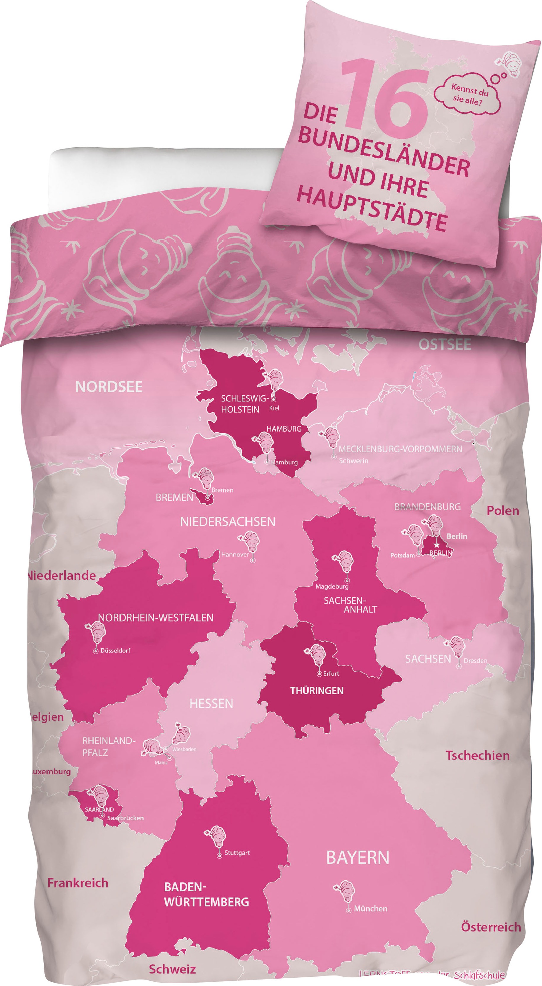 Wendebettwäsche »Bundesländer«, (2 tlg.)
