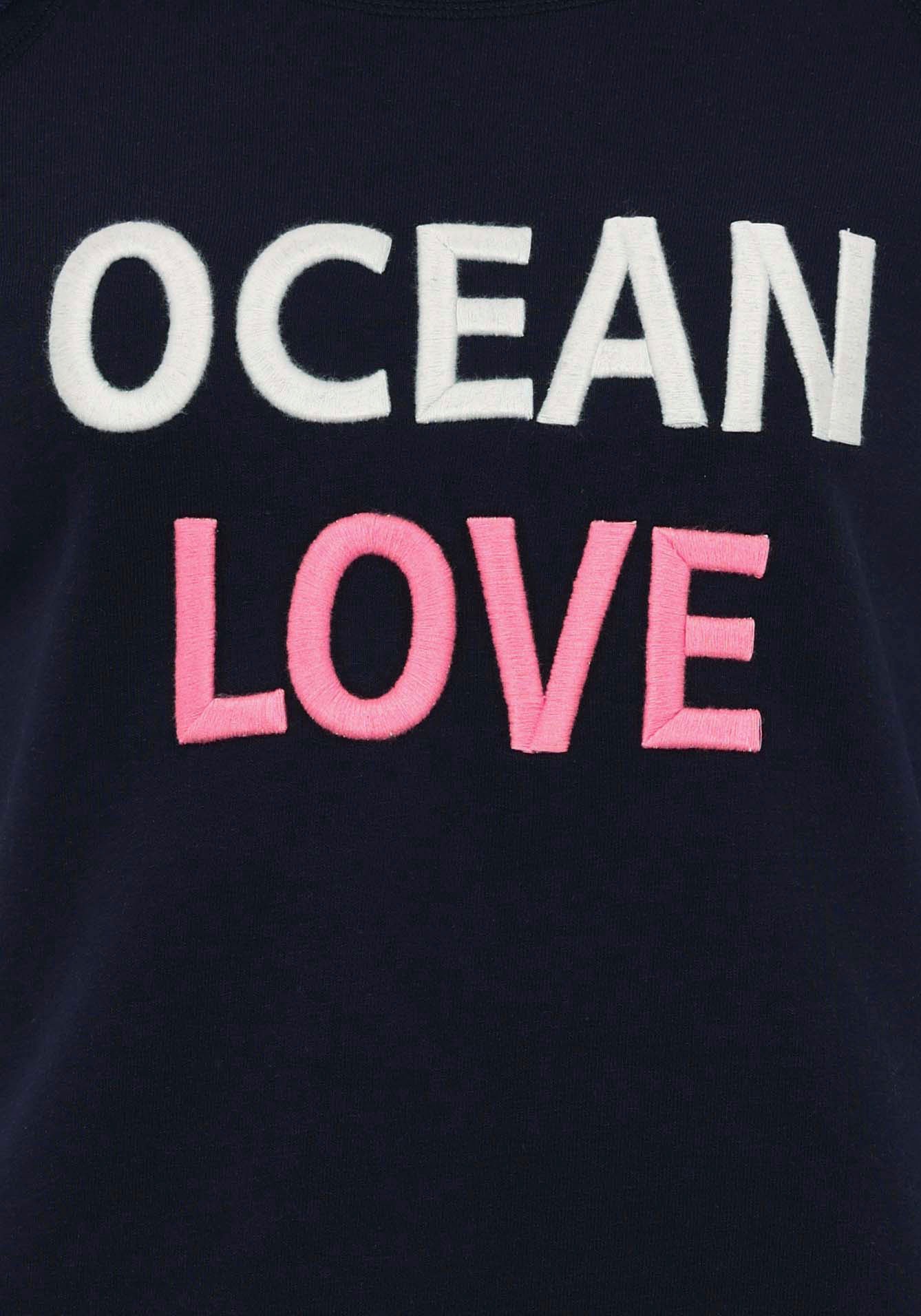 Zwillingsherz Langarmshirt, mit "Ocean Love"-Aufdruck und Used-Look
