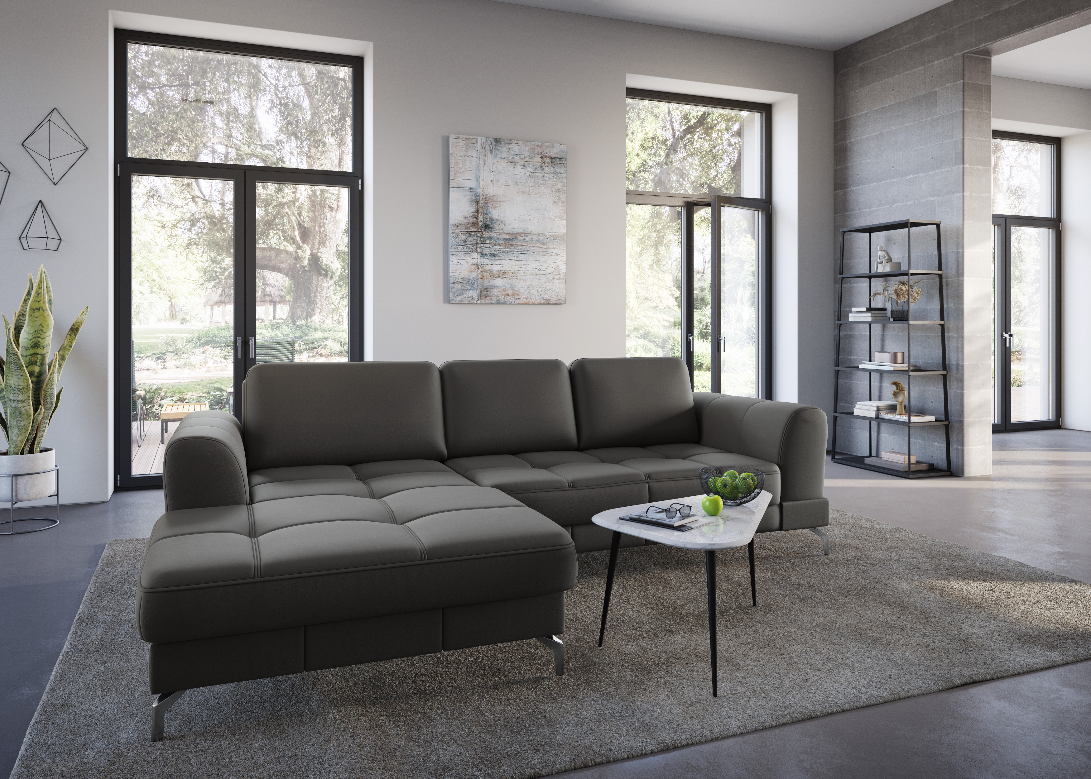 sit&more Ecksofa "Bendigo L-Form" inklusive Sitztiefenverstellung, Bodenfreiheit 12 cm, in 2 Fußfarben